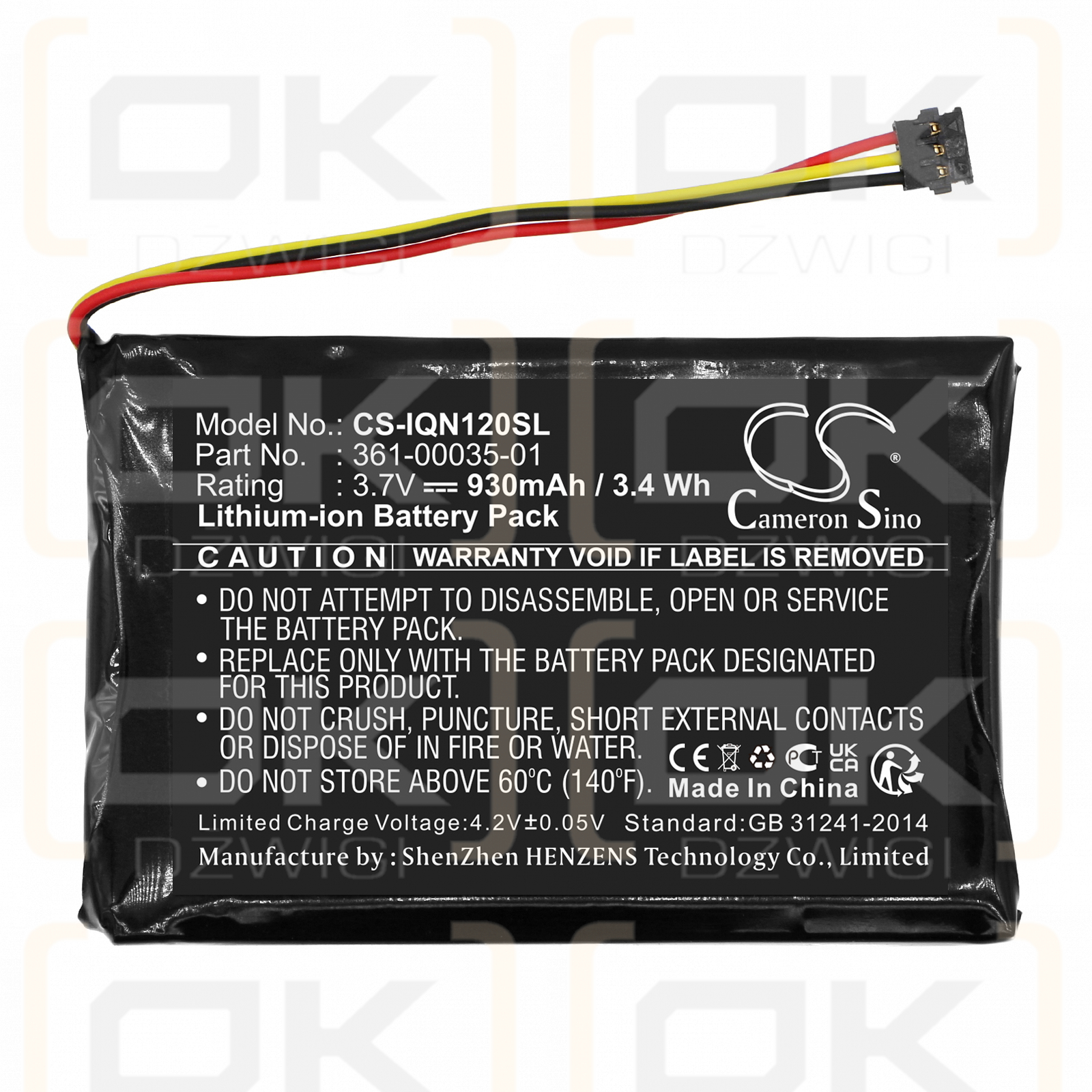 Garmin Drive Assist 51LMT / 361-00035-01 930mAh Li-ion 3.7V (Cameron Sino)