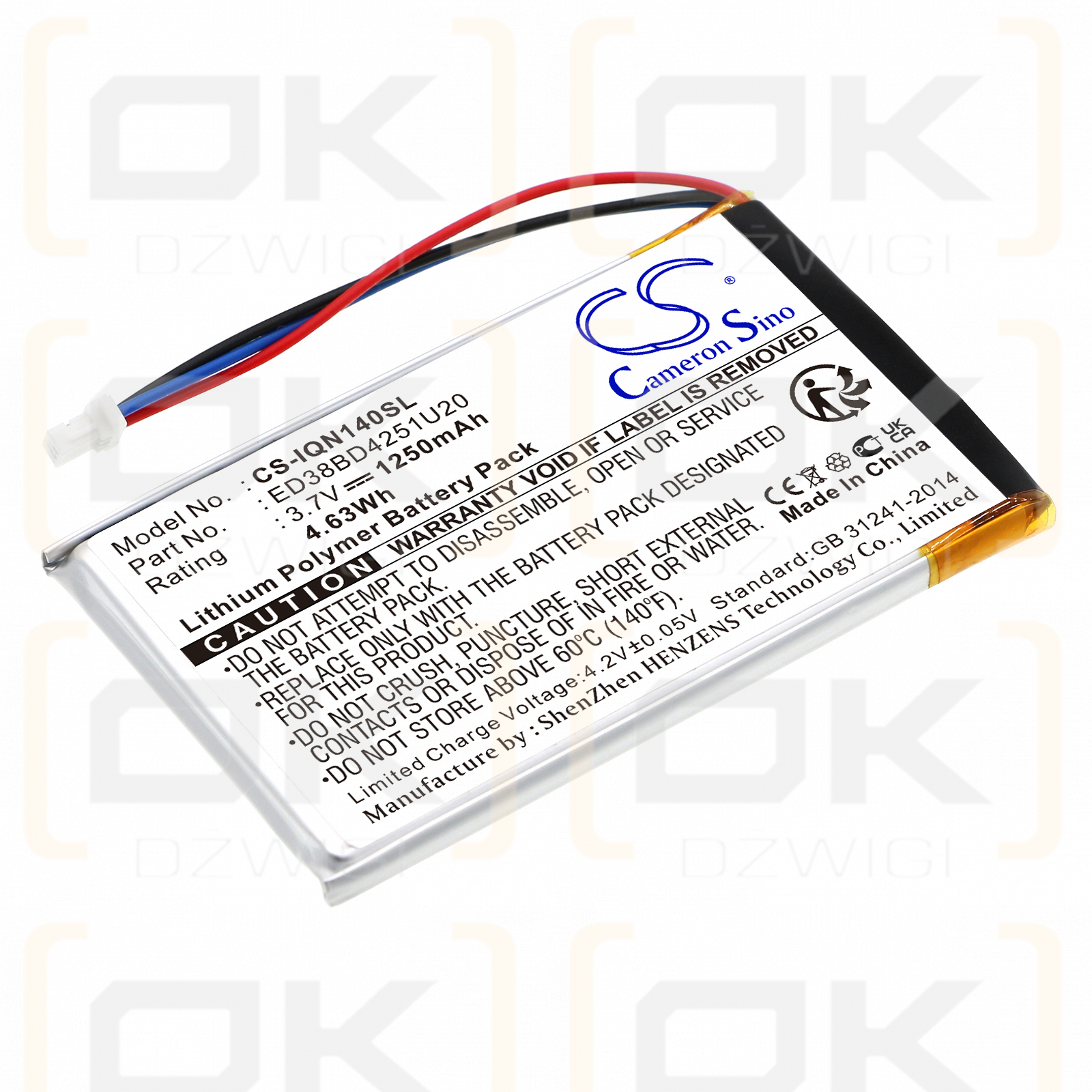 Garmin Nuvi 1490LMT / ED38BD4251U20 1250mAh Li-Polímero 3.7V (Cameron Sino)