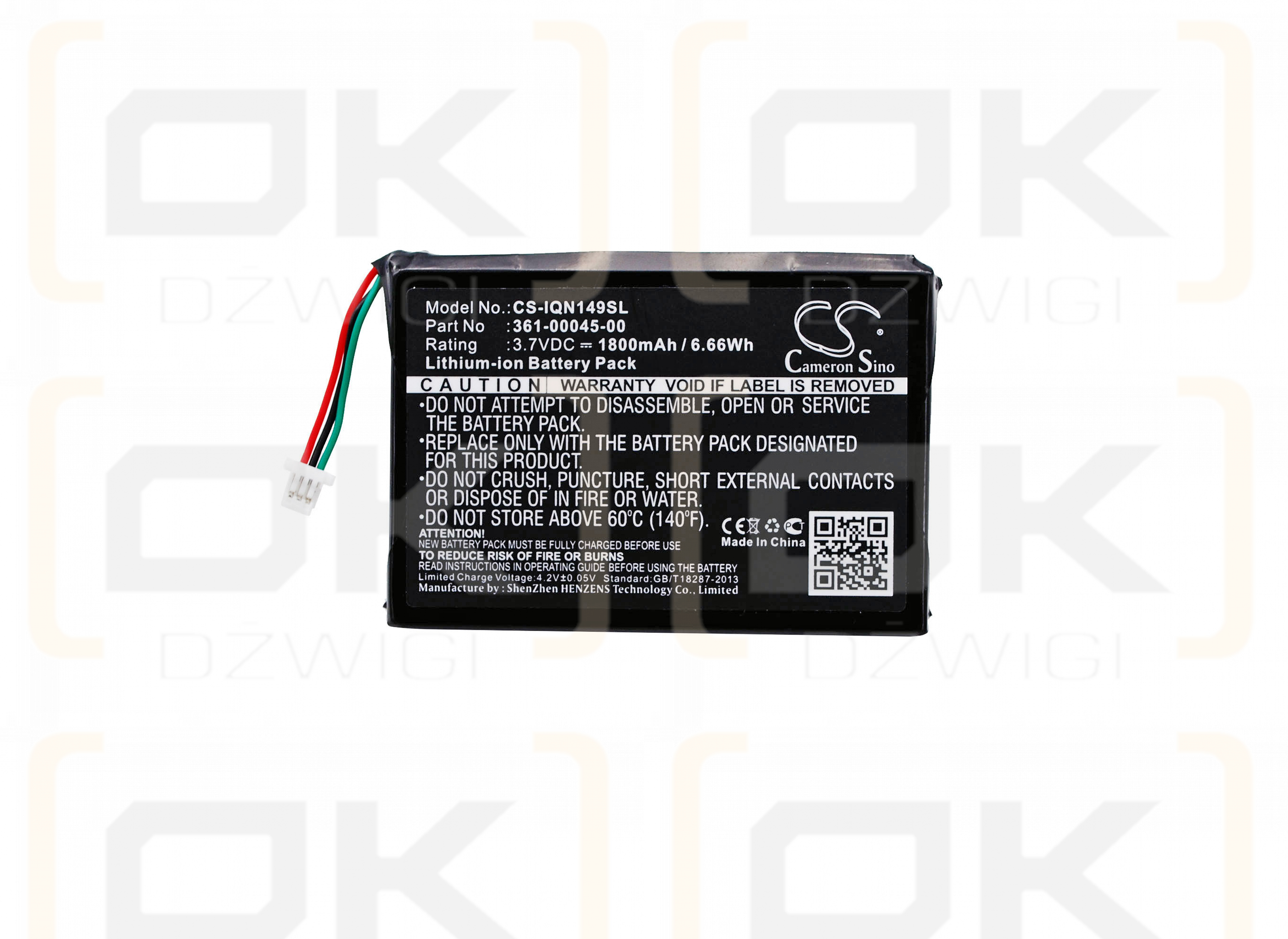 Garmin GDL-39D / 361-00045-00 1800mAh Li-ion 3.7V (Cameron Sino)