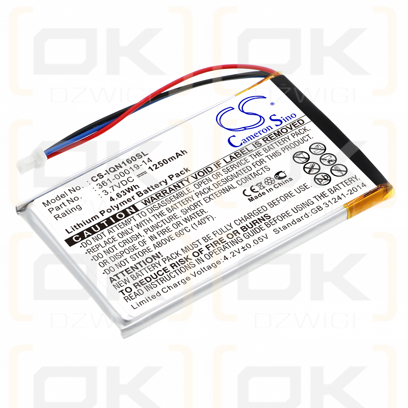 Garmin Nuvi 1695 / 361-00019-14 1250mAh Li-Polímero 3.7V (Cameron Sino)