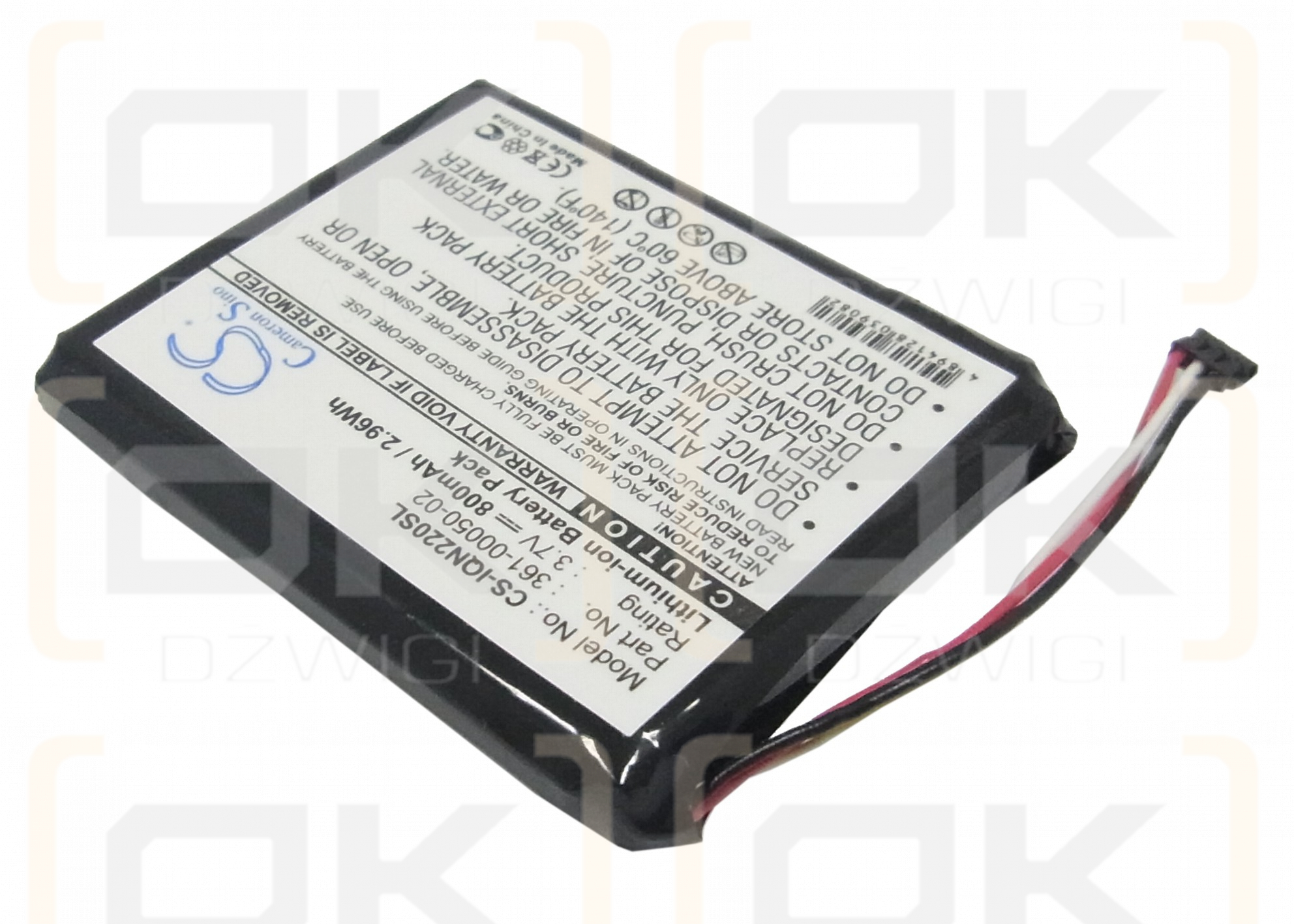 Garmin Nuvi 2250LT / 361-00050-02 800 mAh Li-Ion 3,7 V (Cameron Sino)