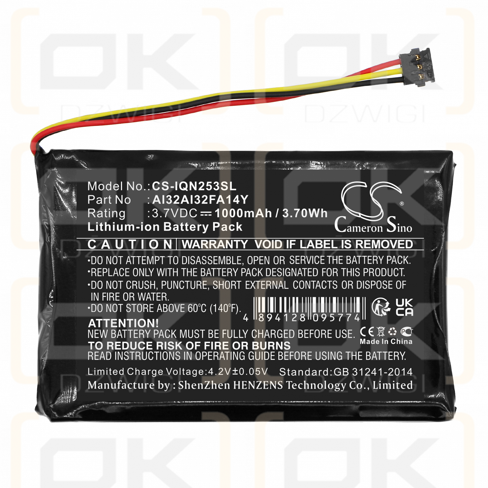 Garmin 010-01187-01 / AI32AI32FA14Y 1000 mAh Li-Ion 3,7 V (Cameron Sino)