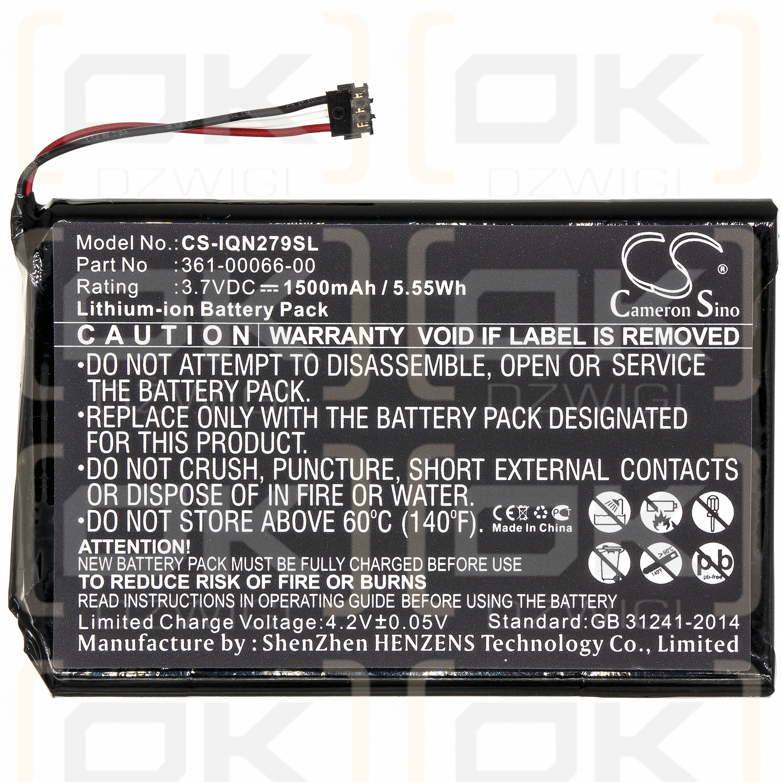 Garmin DEZL 770LM / 361-00066-00 1500mAh Li-ion 3.7V (Cameron Sino)