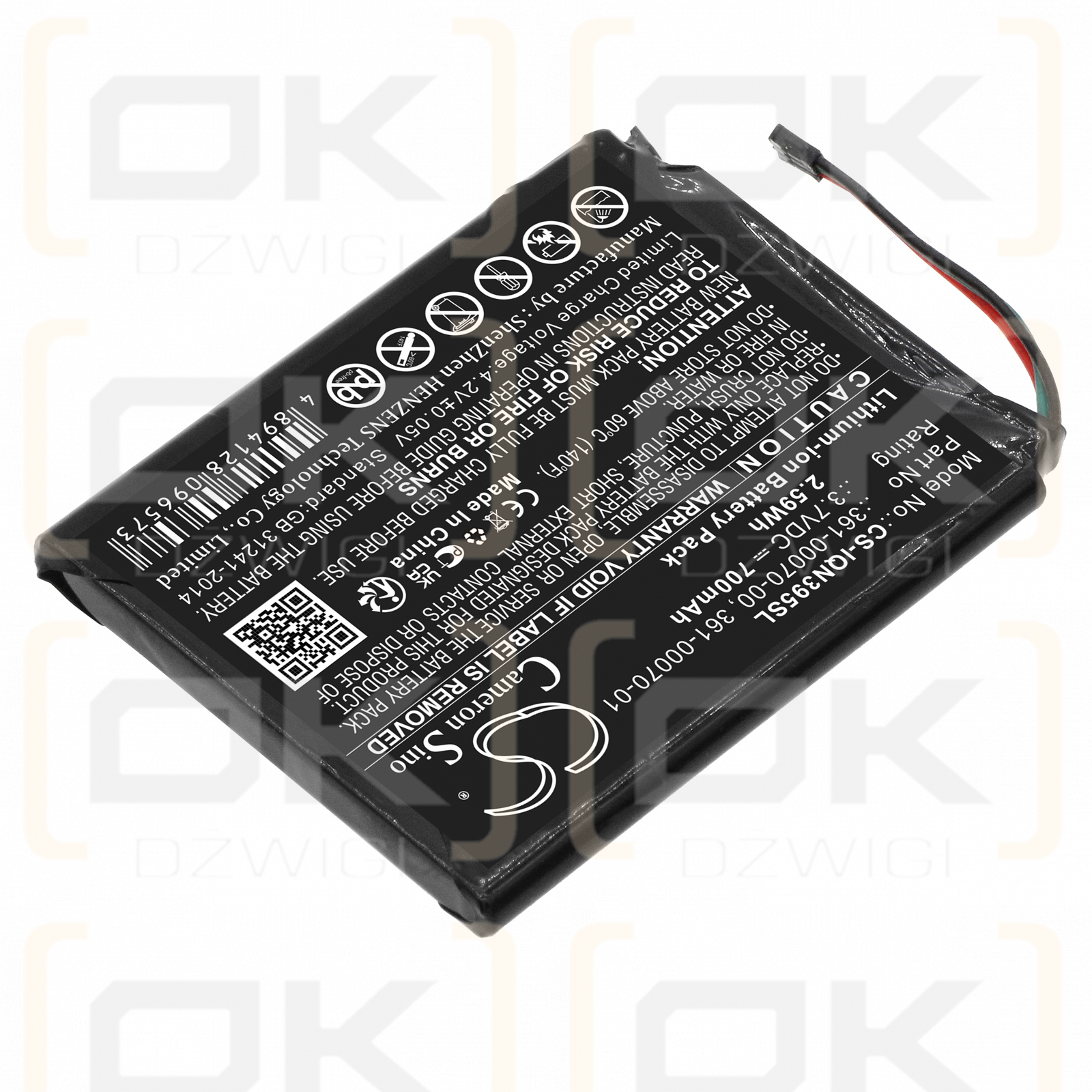 Garmin Nuvi 3598LMT-D / 361-00070-00 700mAh Li-ion 3.7V (Cameron Sino)