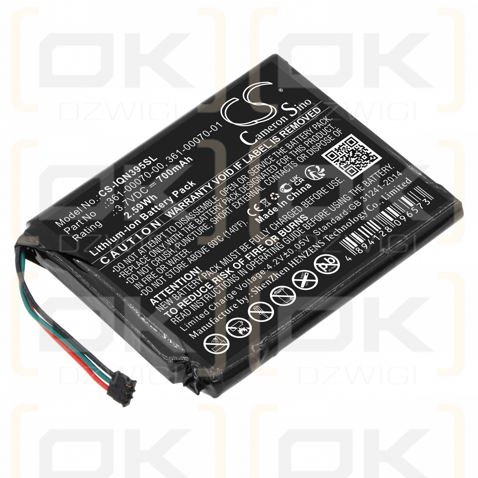 Garmin Nuvi 3598LMT-D / 361-00070-00 700mAh Li-ion 3.7V (Cameron Sino)