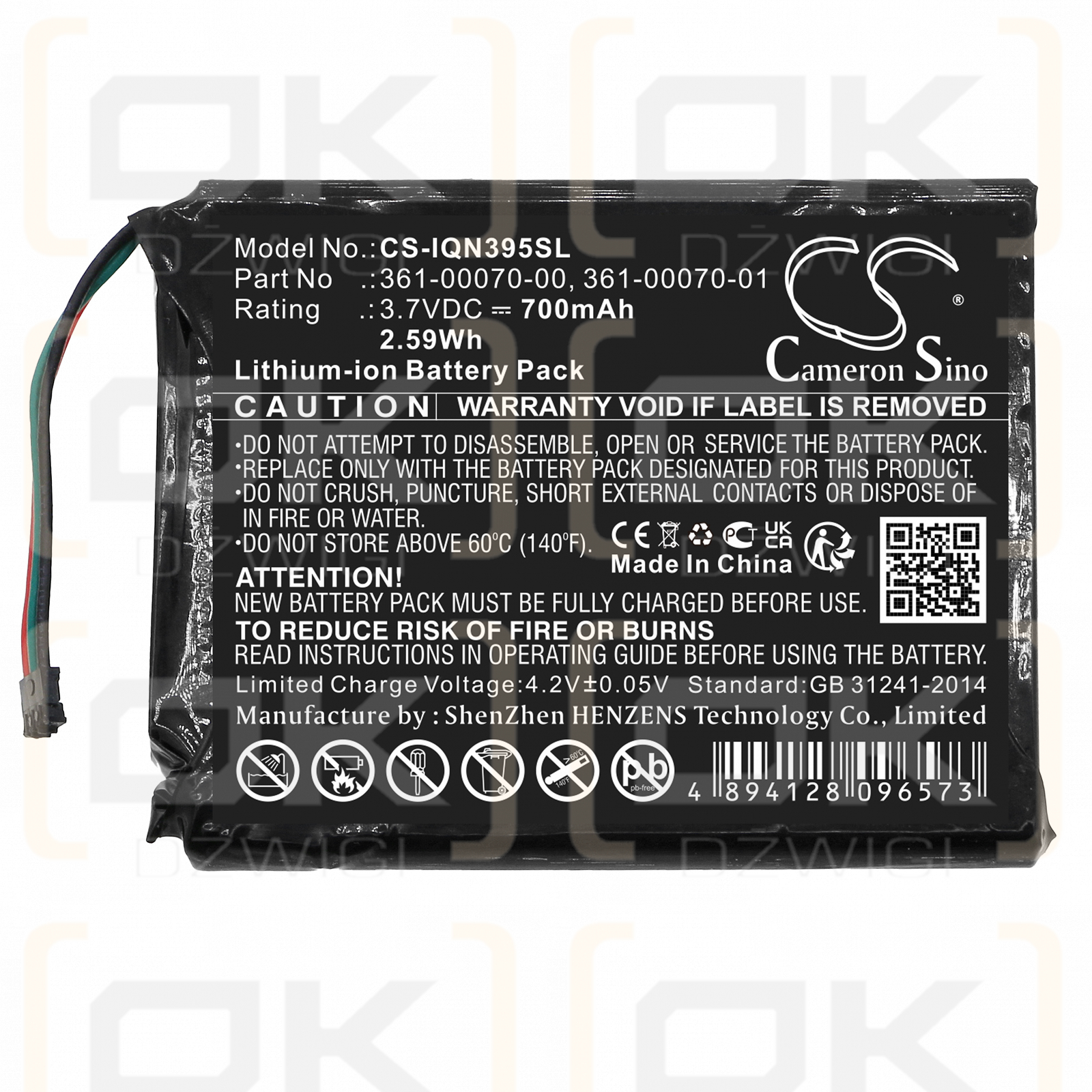 Garmin Nuvi 3598LMT-D / 361-00070-00 700mAh Li-ion 3.7V (Cameron Sino)