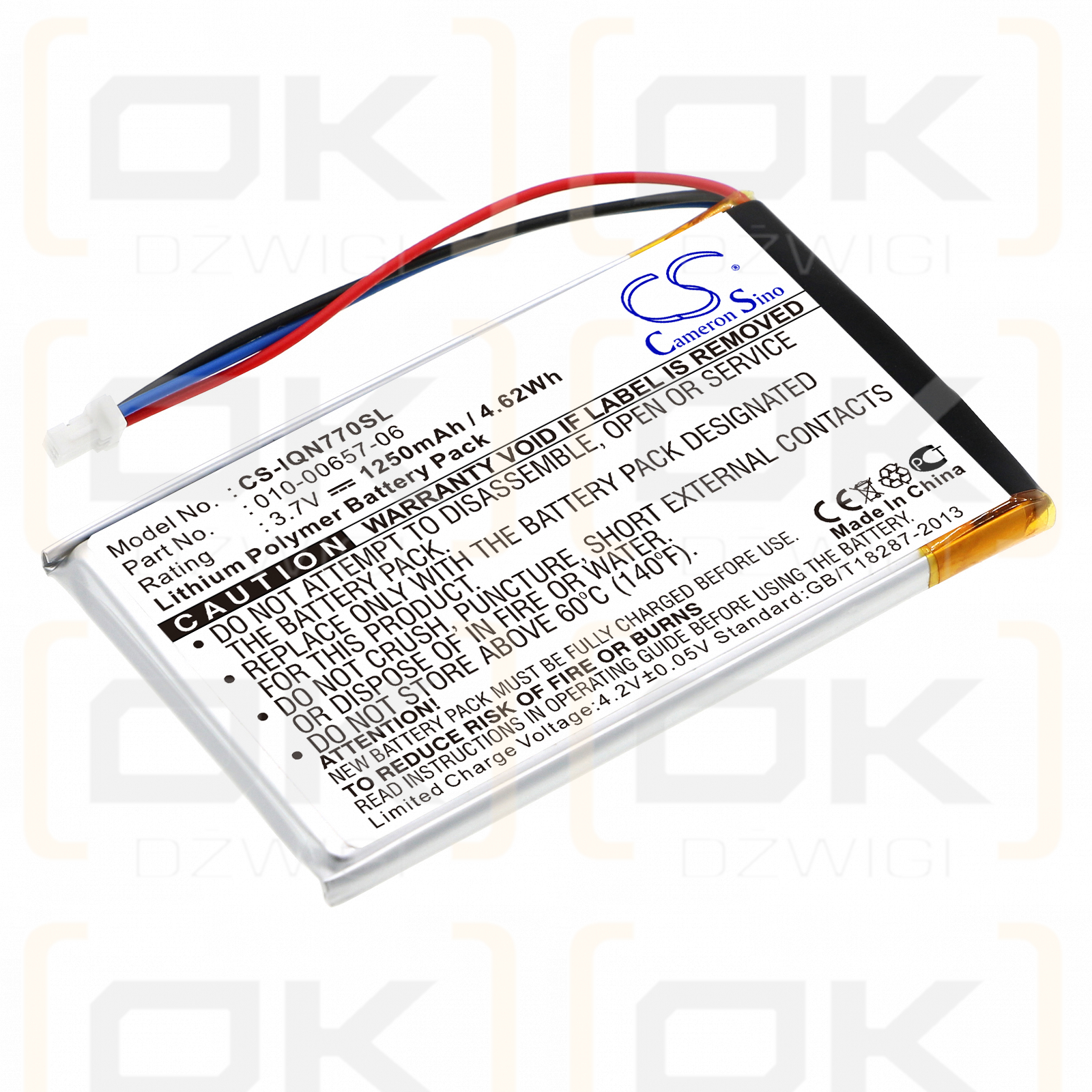 Garmin Nuvi 770T / 010-00657-06 1250mAh Li-Polímero 3.7V (Cameron Sino)