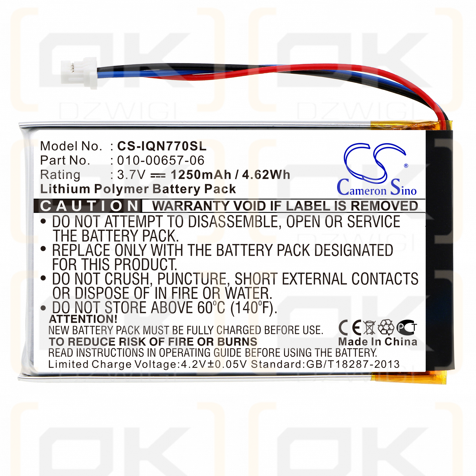 Garmin Nuvi 770T / 010-00657-06 1250mAh Li-Polímero 3.7V (Cameron Sino)