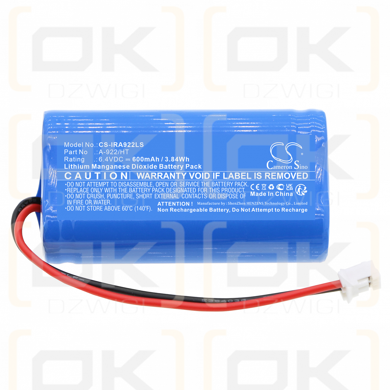 HIERRO LUX E73 417 12 / A-922/HT 600mAh LiFePO4 6.4V (Cameron Sino)