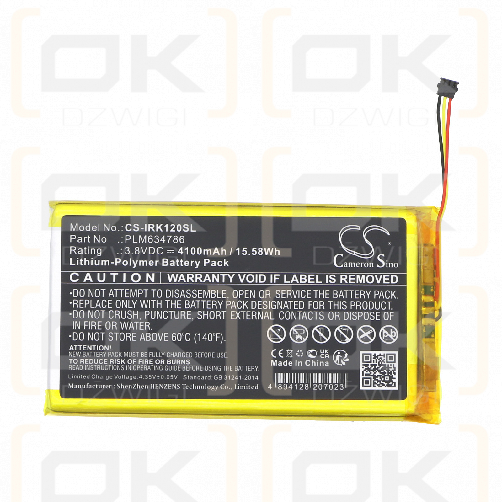 iRiver AK120 II / PLM634786 4100 mAh Li-Polymer 3,8 V (Cameron Sino)