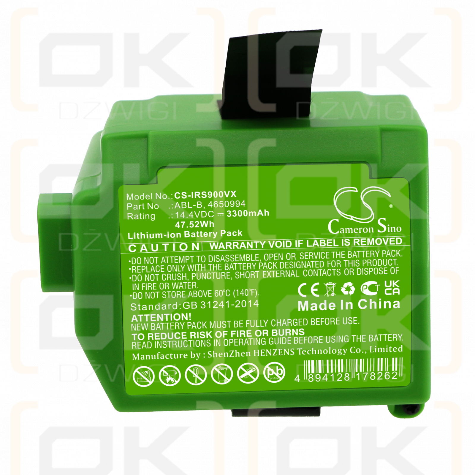 iRobot S955020 / ABL-B 3300mAh Li-ion 14.4V (Cameron Sino)