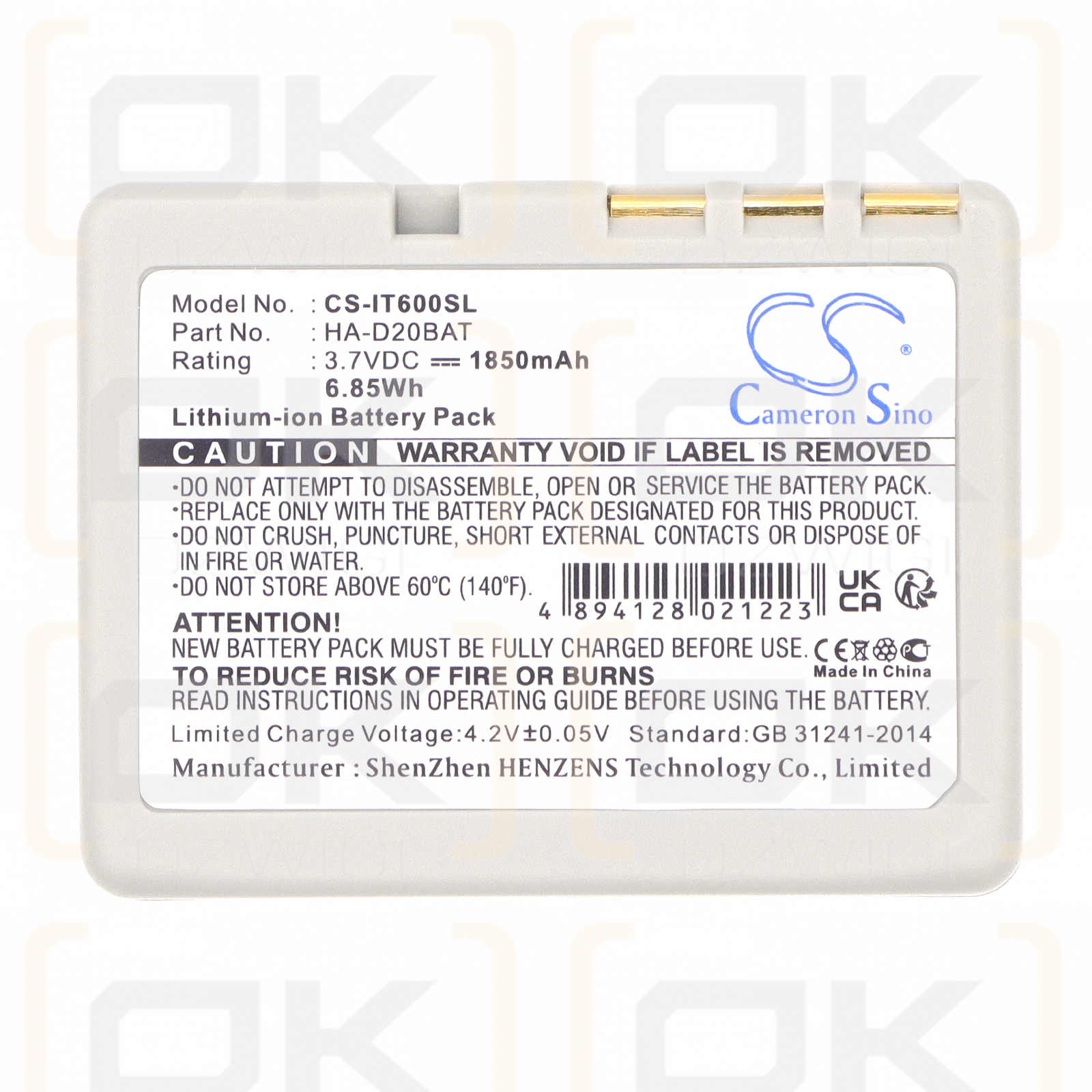 Casio IT-G500 / CA60L1-G 1850 mAh Li-Ion 3,7 V (Cameron Sino)