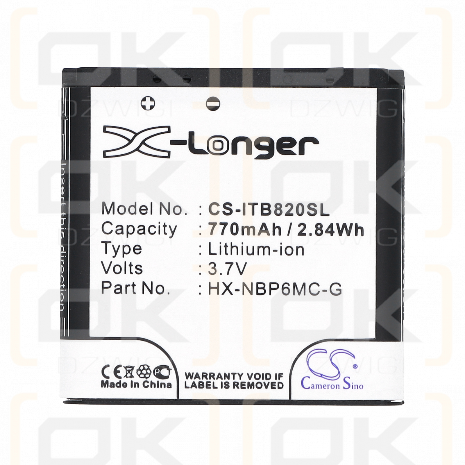 i-Blue 821 / HX-NBP6MC-G 770 mAh Li-ion 3.7 V (Cameron Sino)