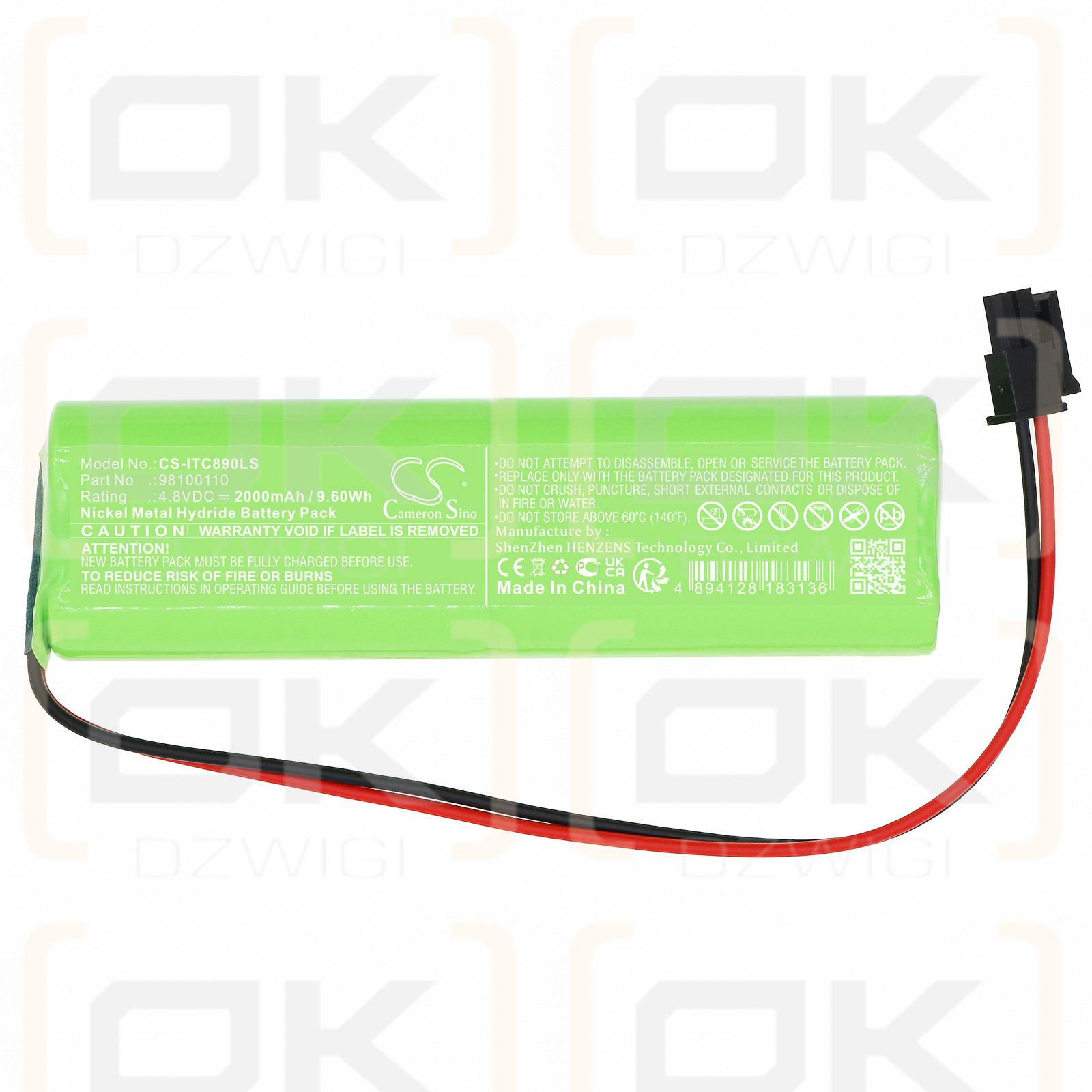 Inotec 890021 / 98100110 2000mAh Ni-MH 4.8V (Cameron Sino)