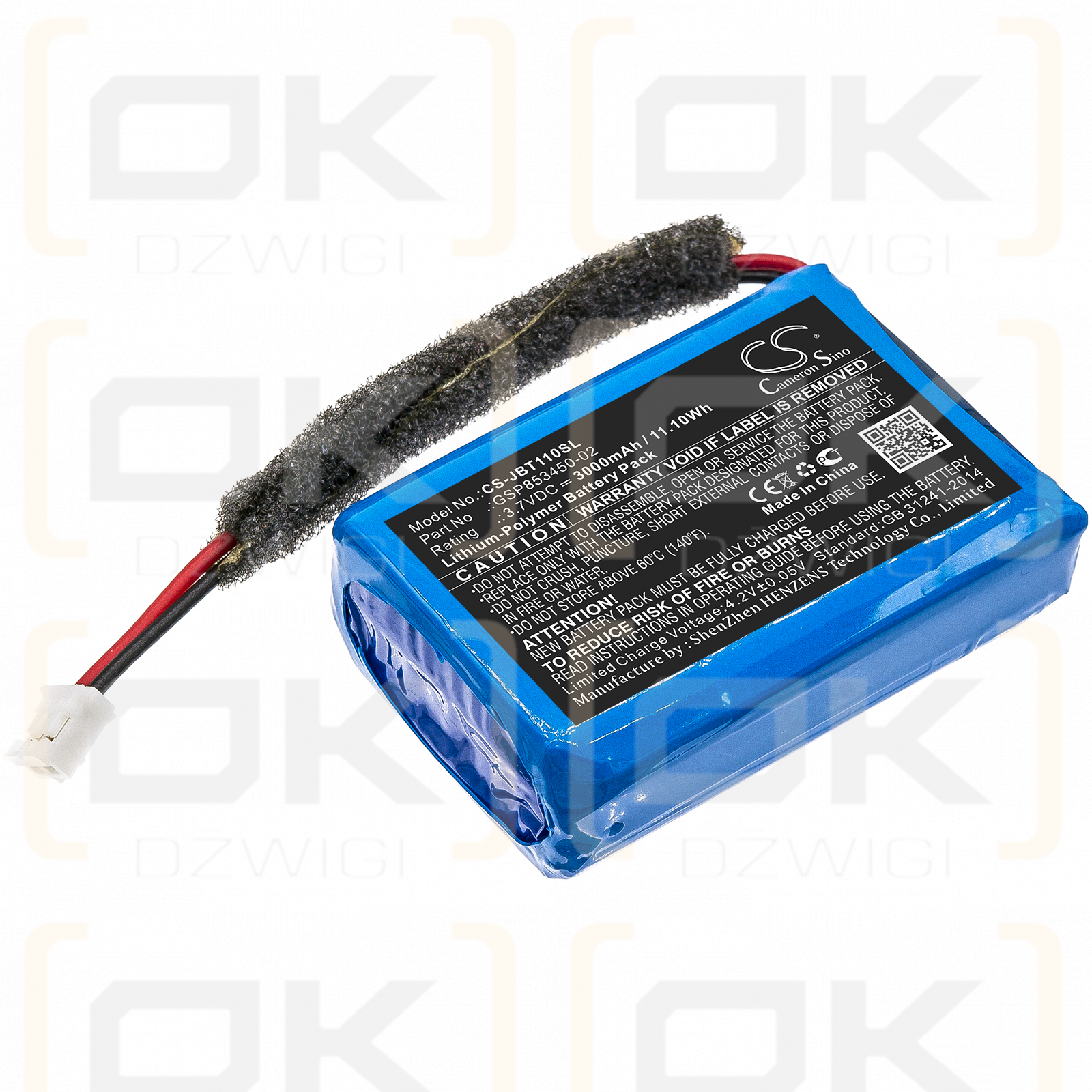 JBL Turbo / GSP853450-02 3000 mAh Li-Polymer 3,7 V (Cameron Sino)