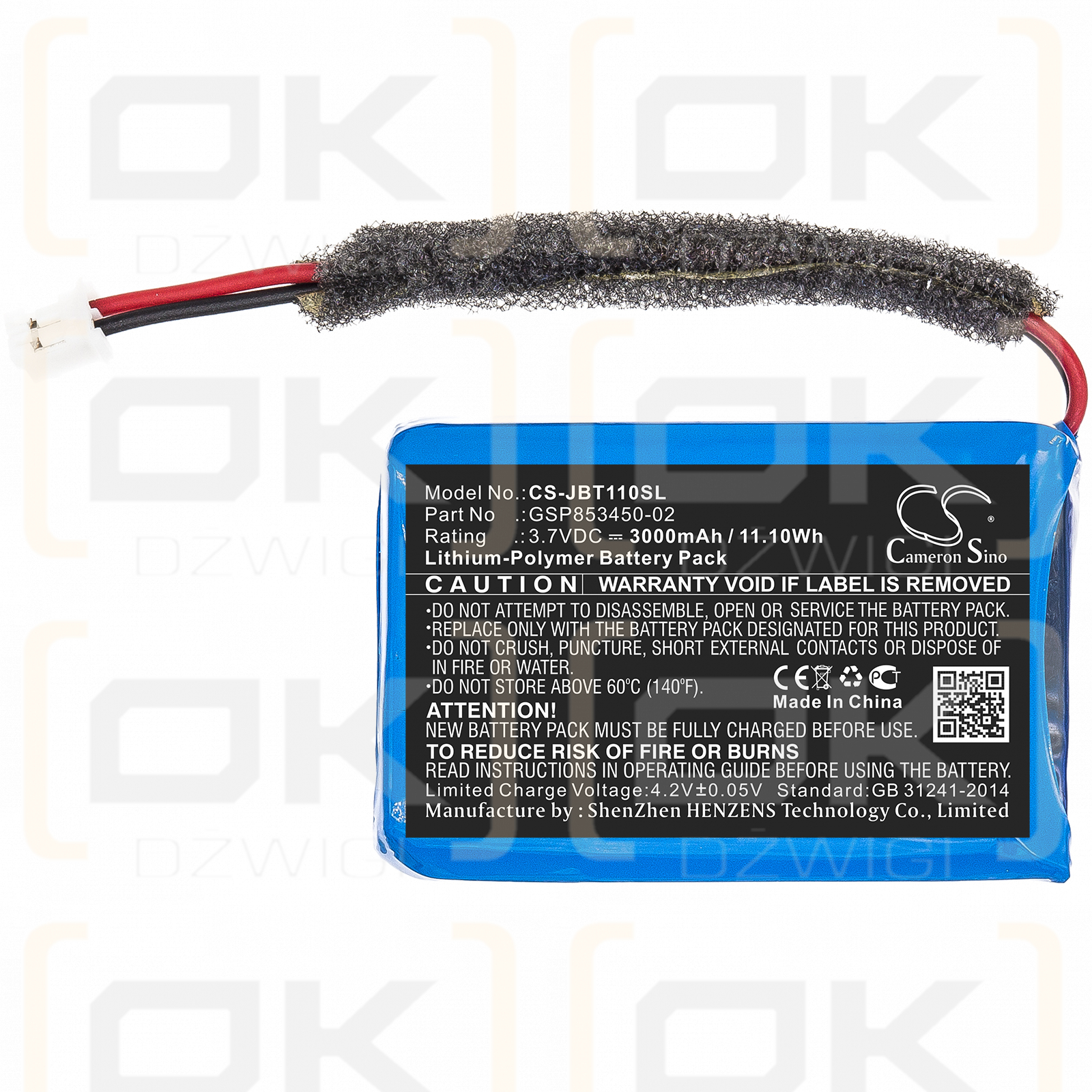 JBL Turbo / GSP853450-02 3000 mAh Li-Polymer 3,7 V (Cameron Sino)