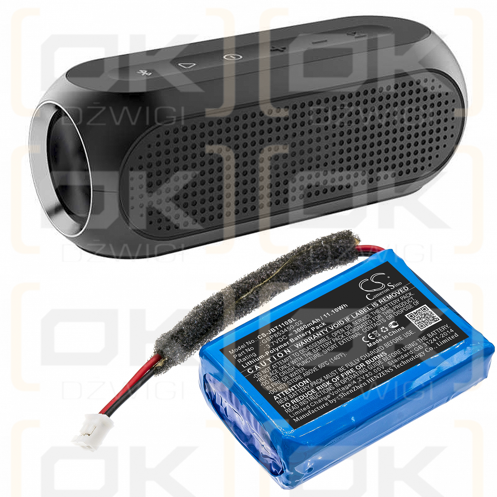 JBL Turbo / GSP853450-02 3000 mAh Li-Polymer 3,7 V (Cameron Sino)