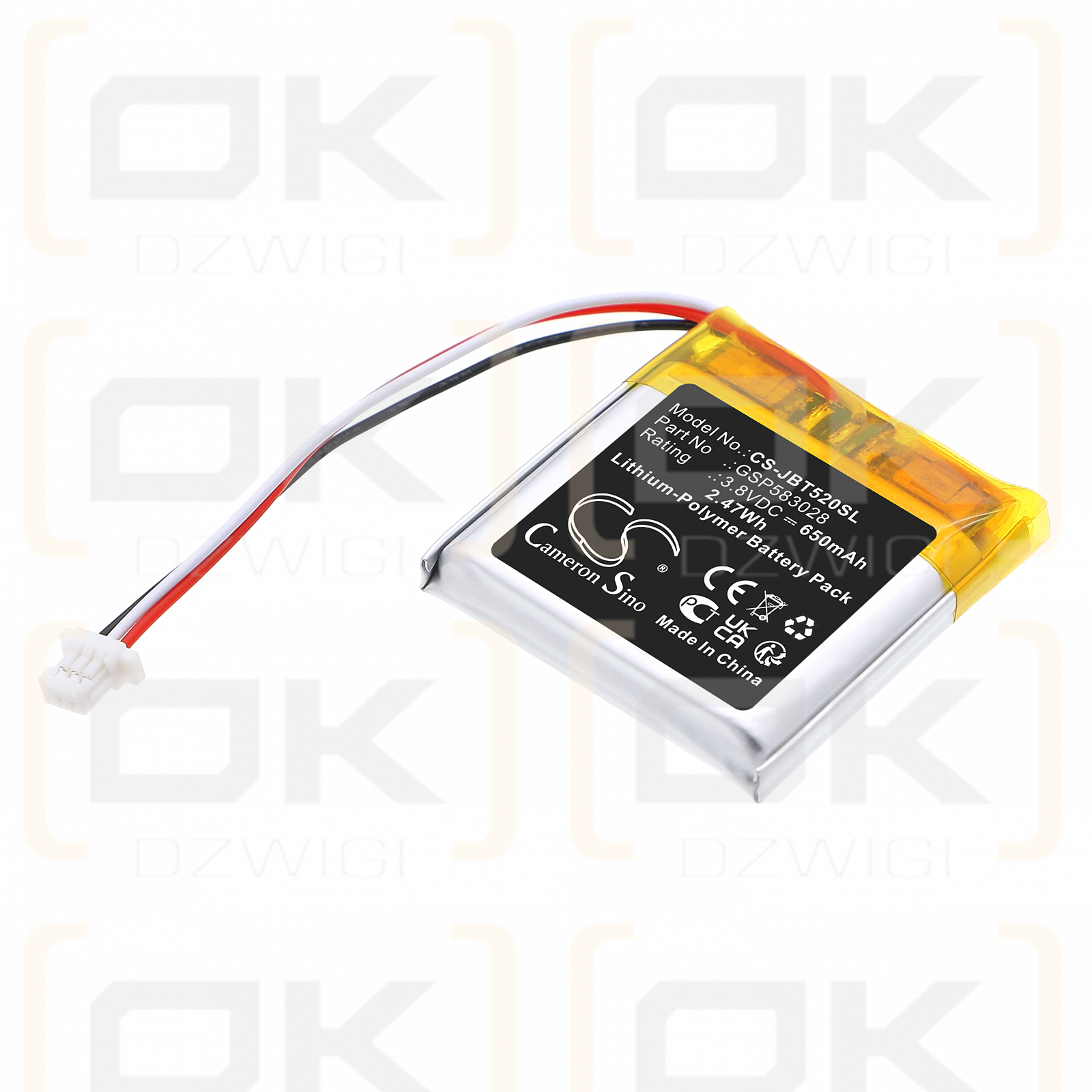 JBL Tune 520 BT / GSP583028 650 mAh Li-Polymer 3,8 V (Cameron Sino)
