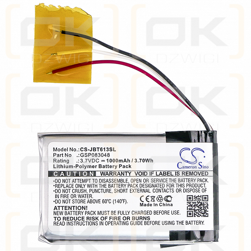 JBL 6132A-JBLTRIP / GSP083048 1000 mAh Li-Polymer 3,7 V (Cameron Sino)