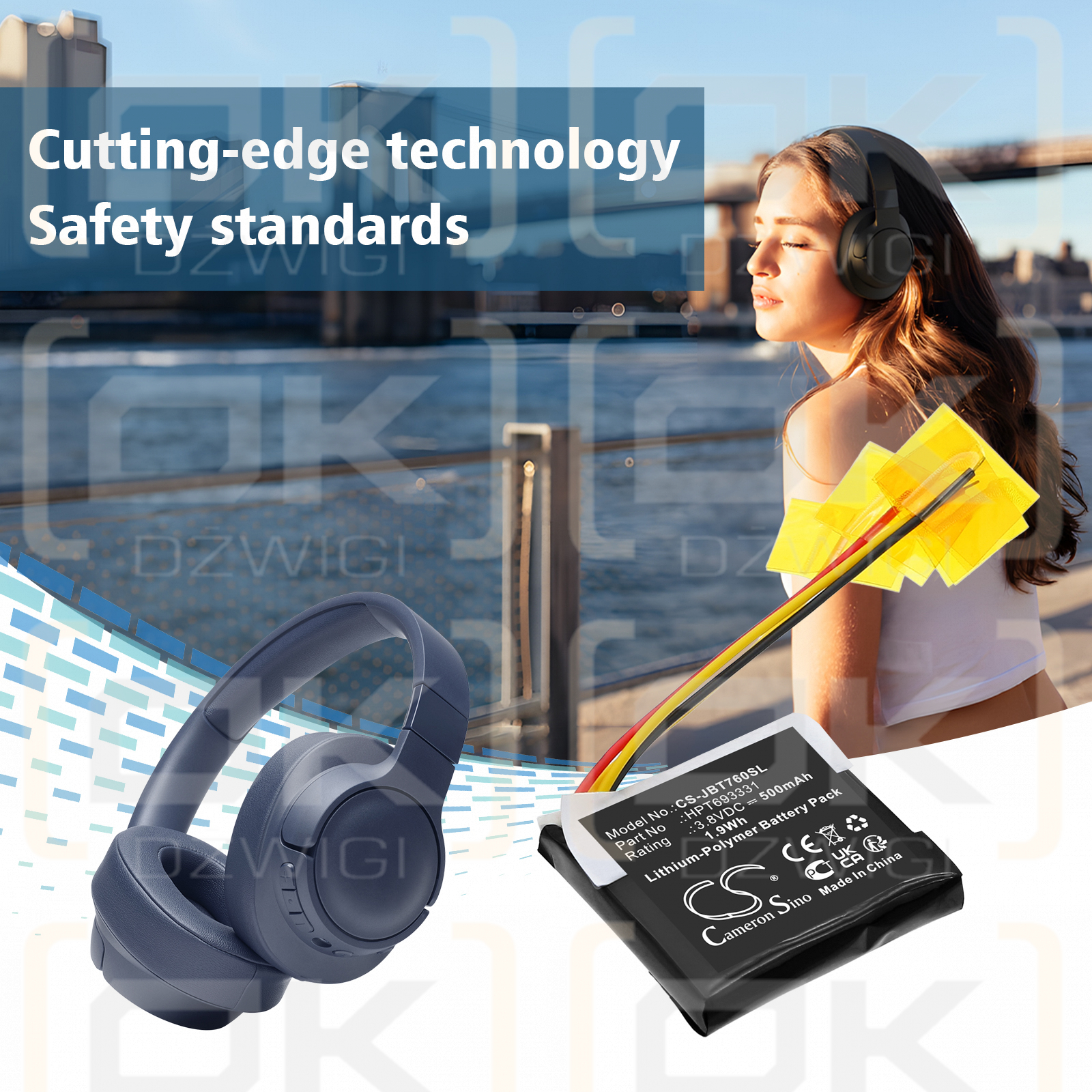 JBL Tune 760NC / HPT693331 500 mAh Li-Polymer 3,8 V (Cameron Sino)