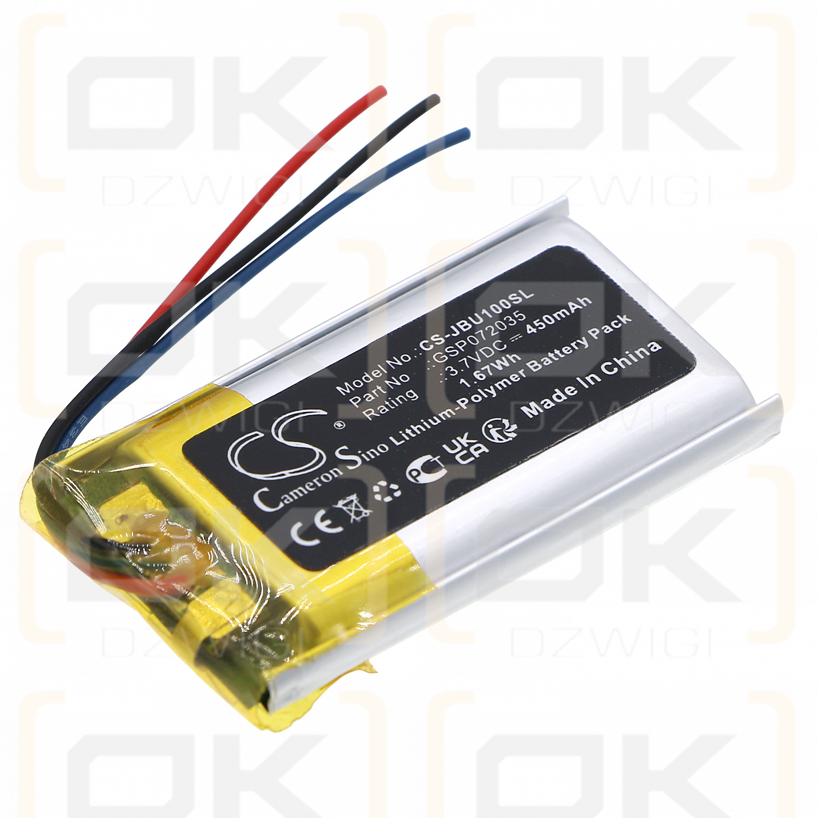 JBL UAONEARBTBK / GSP072035 450mAh Li-Polymer 3.7V (Cameron Sino)