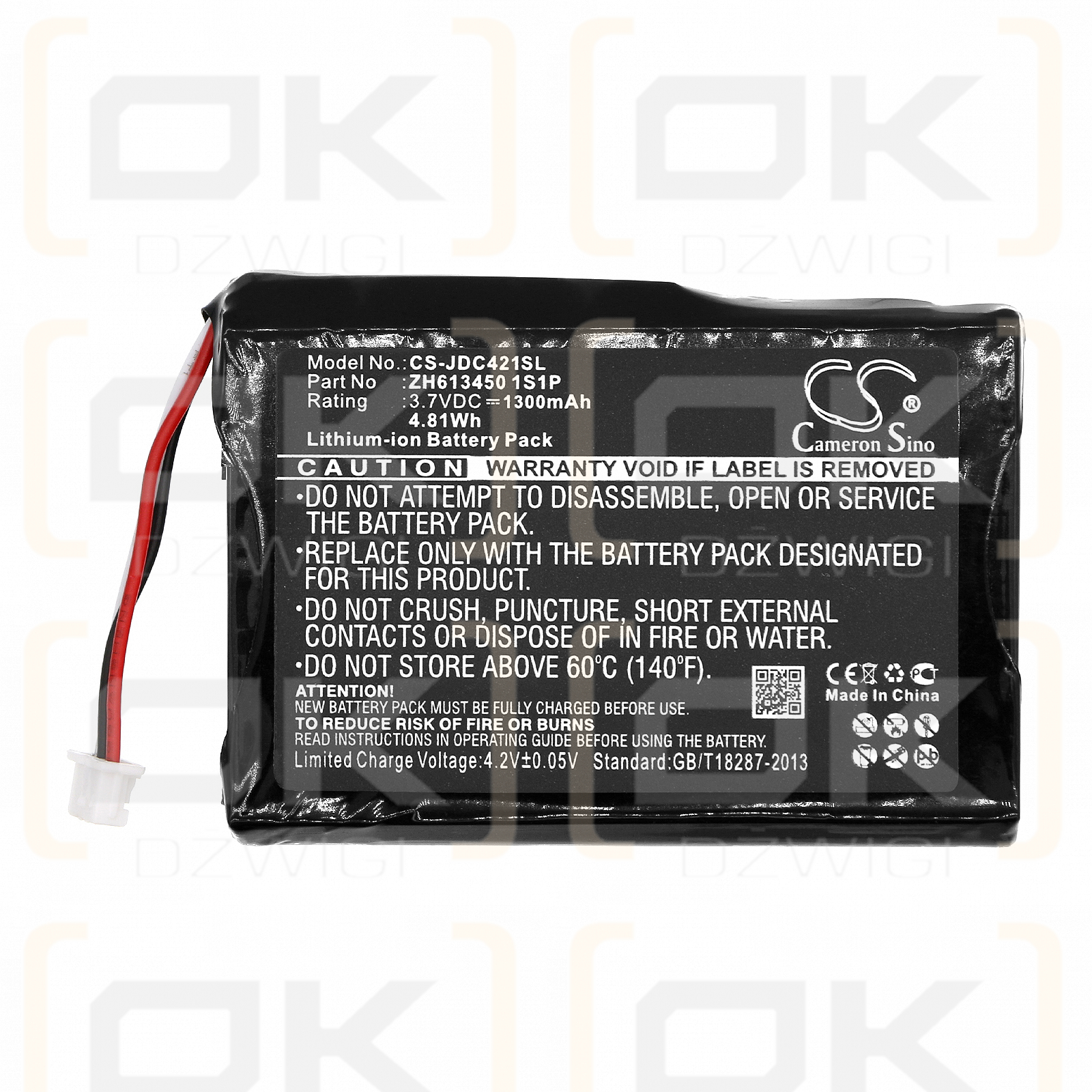 JDS Labs C421 / ZH613450 1S1P 1300 mAh Li-Ion 3,7 V (Cameron Sino)