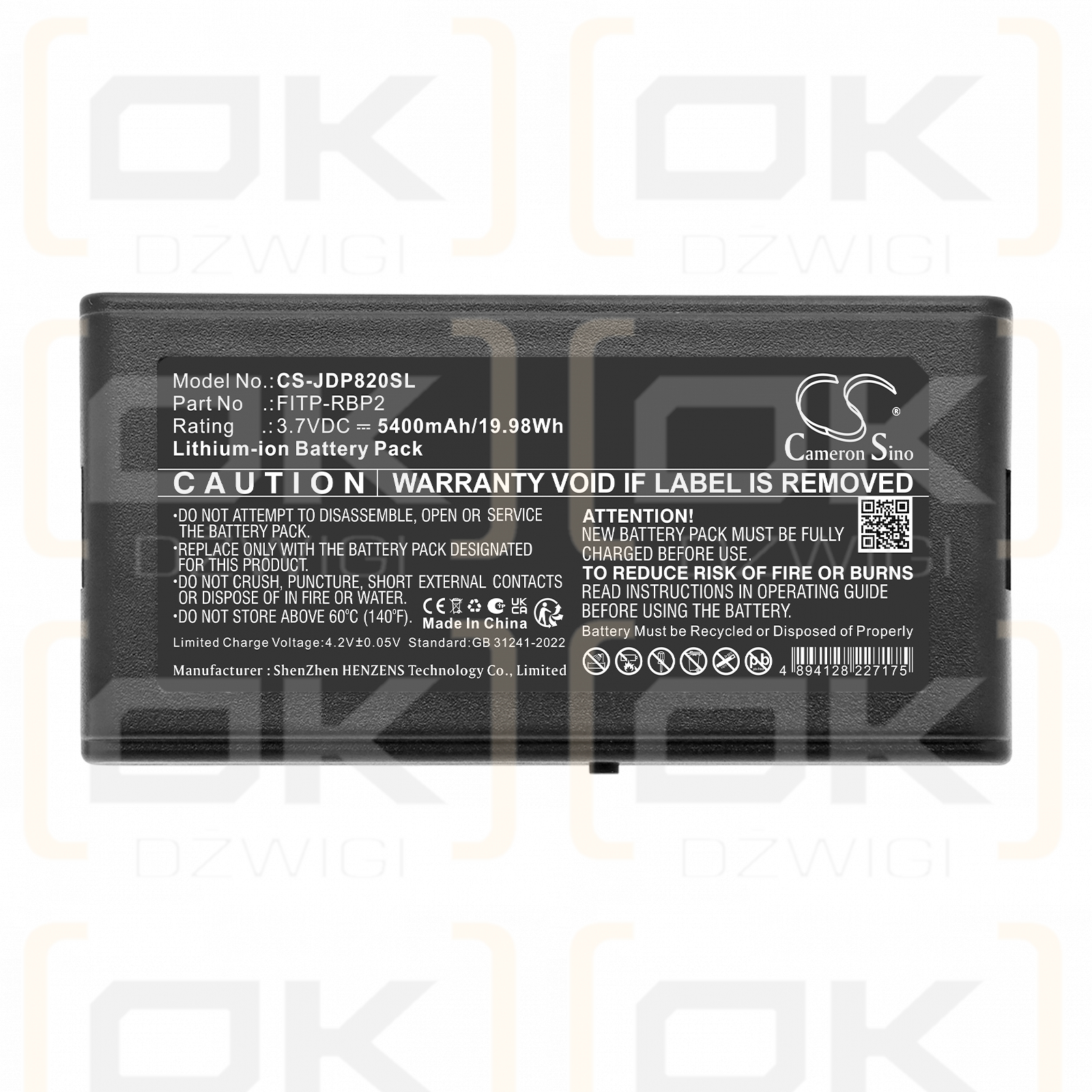 Ersatzakku für VIAVI JDSU OLP-82P / FITP-RBP2 5400 mAh Li-Ion 3,7 V (Cameron Sino)