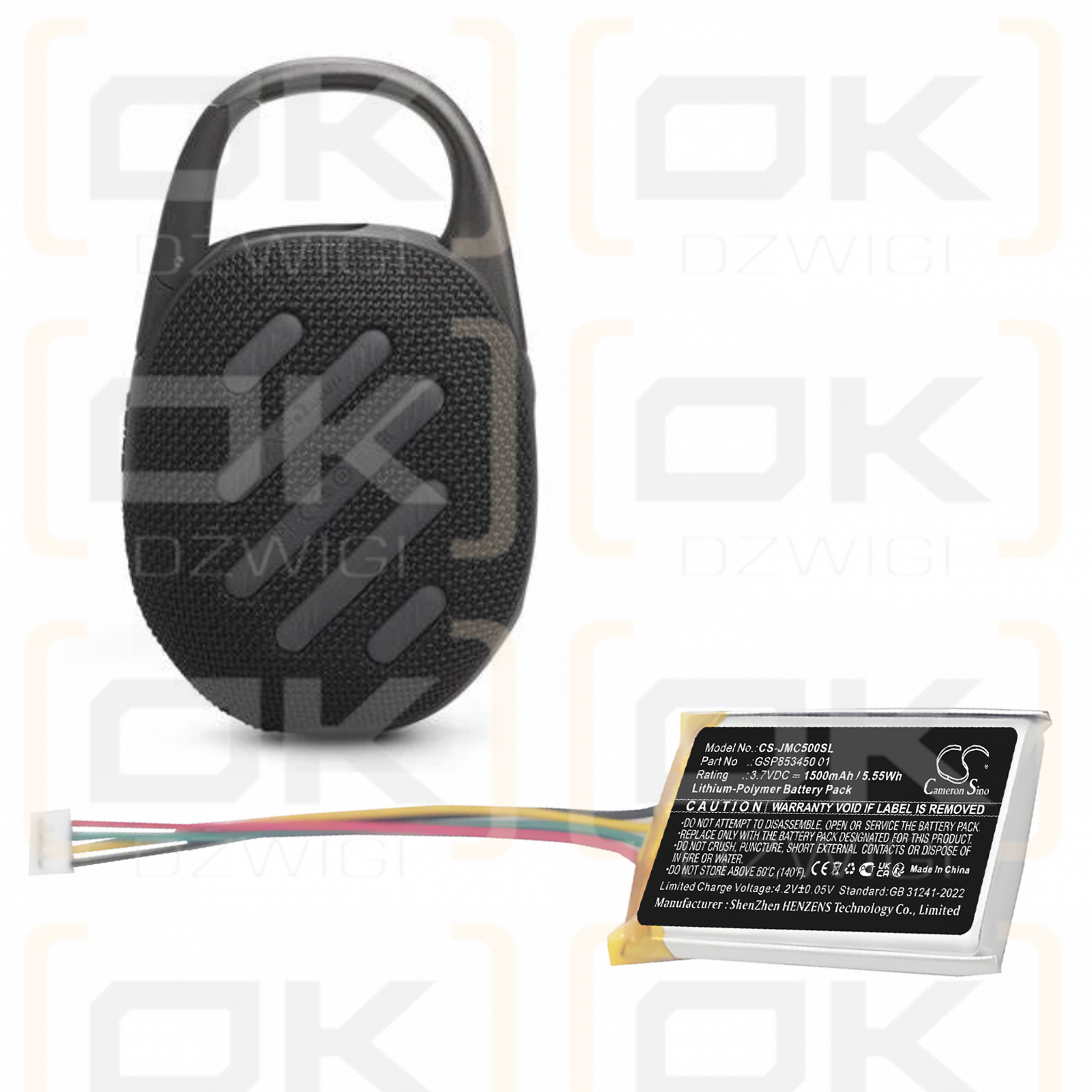 JBL Clip 5 / GSP853450 01 1500mAh Li-Polymer 3.7V (Cameron Sino)