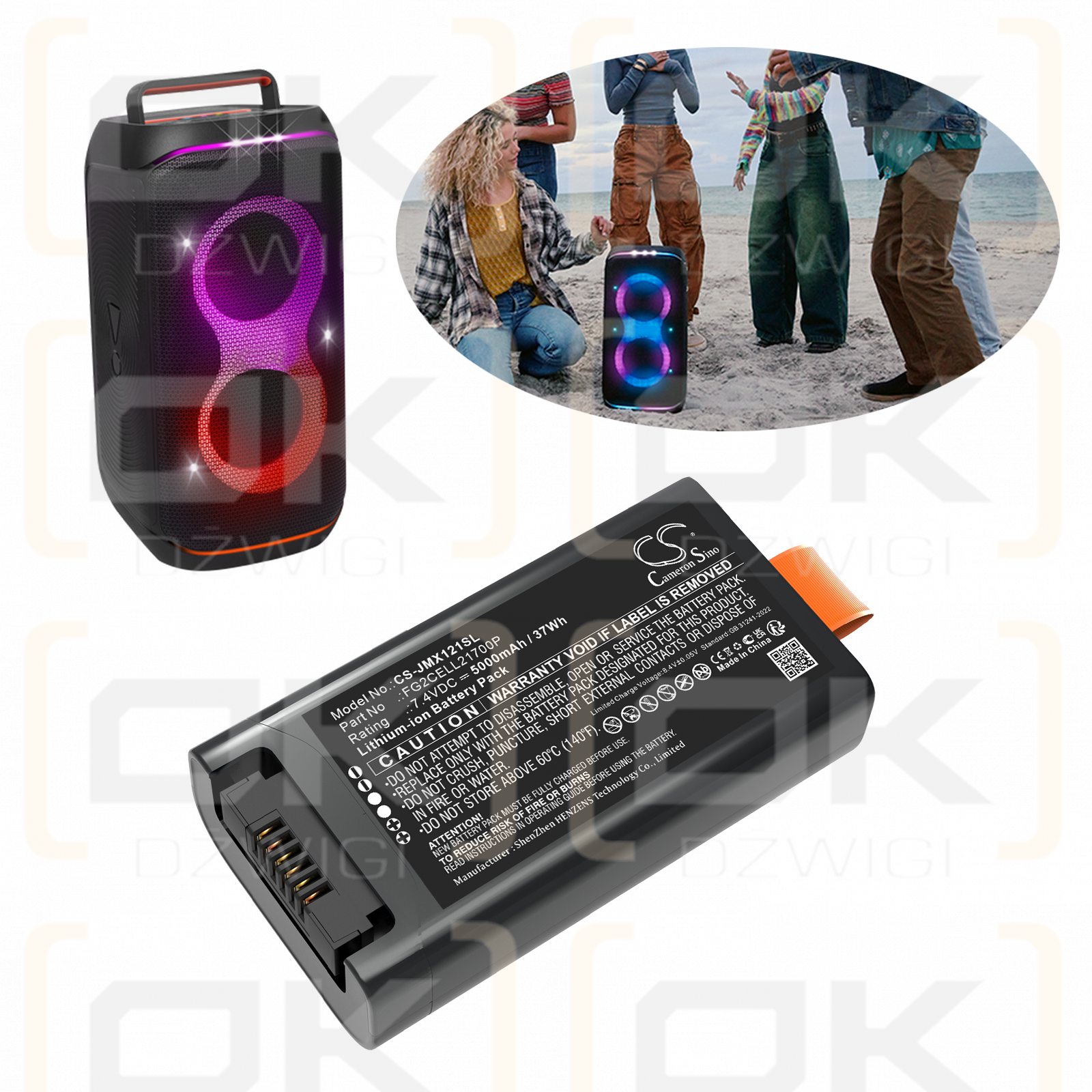 JBL PartyBox Club 120 / FG2CELL21700P 5000 mAh Li-Ionen 7,4 V (Cameron Sino)