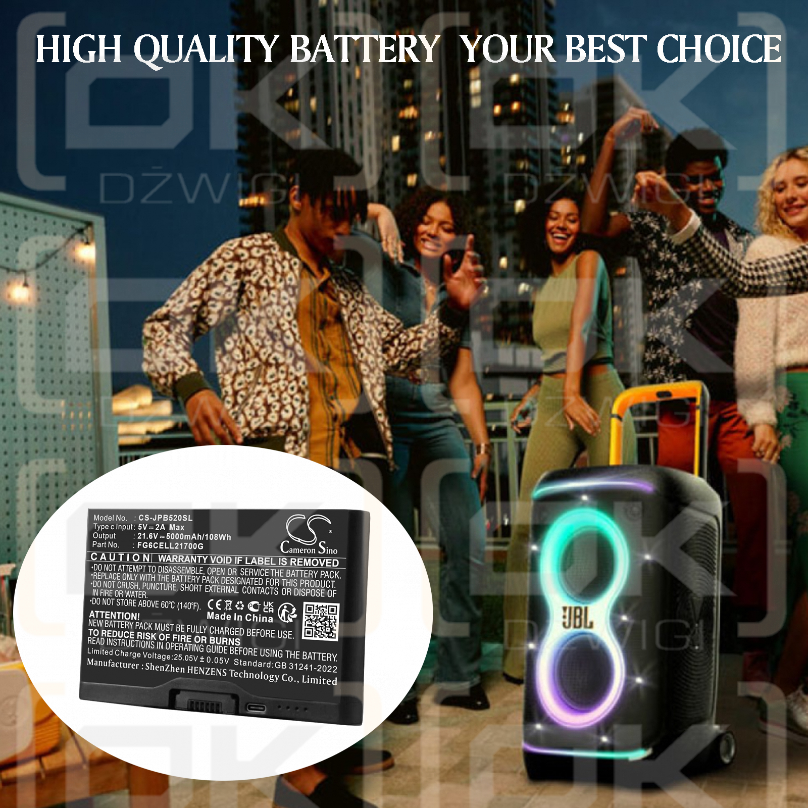 JBL Boombox 4 / FG6CELL21700G 5000mAh Li-ion 21.6V (Cameron Sino)