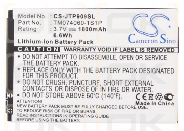 JCB Pro-Smart / TM074060-1S1P 1800mAh Li-ion 3.7V (Cameron Sino)