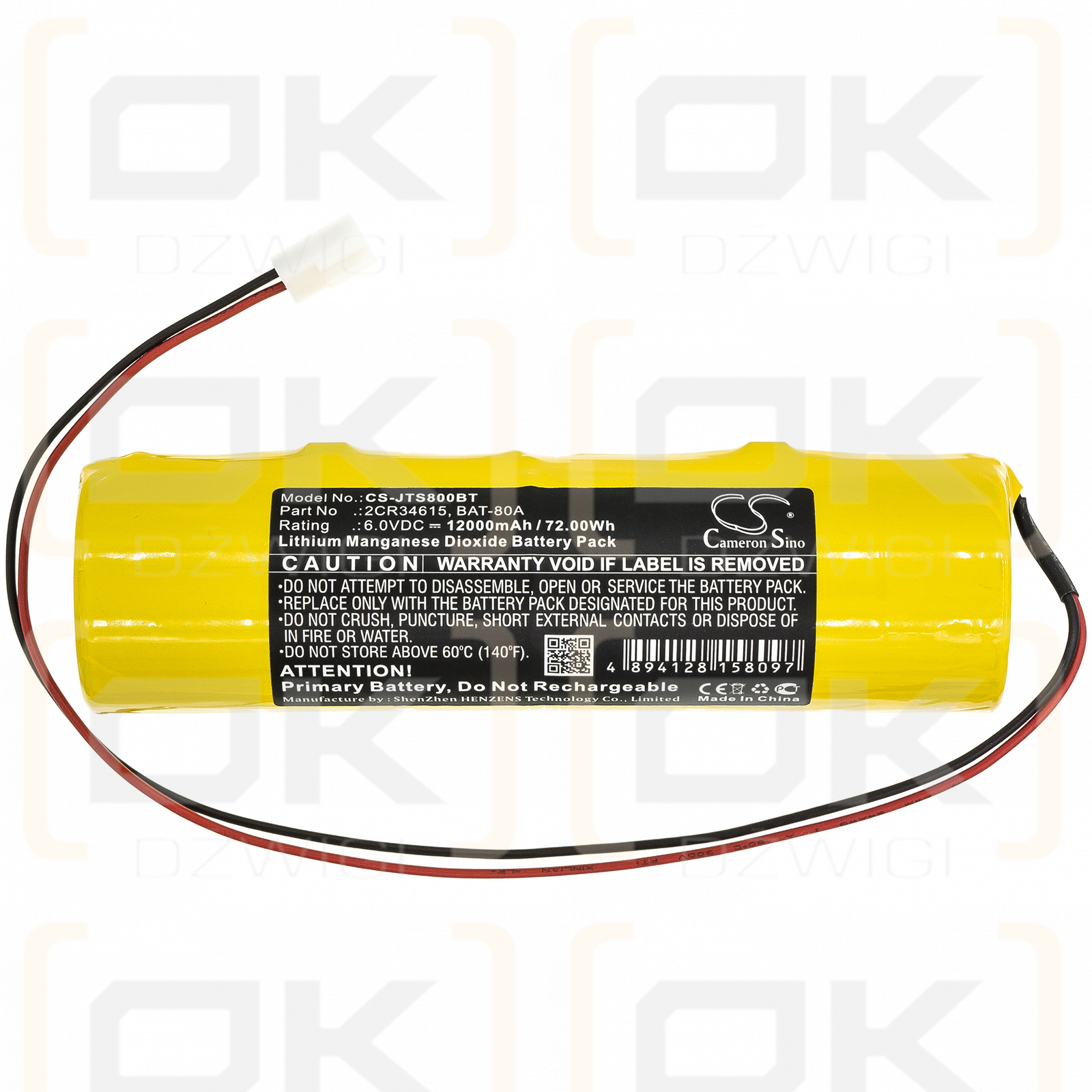 Jablotron Indexa 8000A / 2CR34615 12000mAh Li-MnO2 6.0V (Cameron Sino)