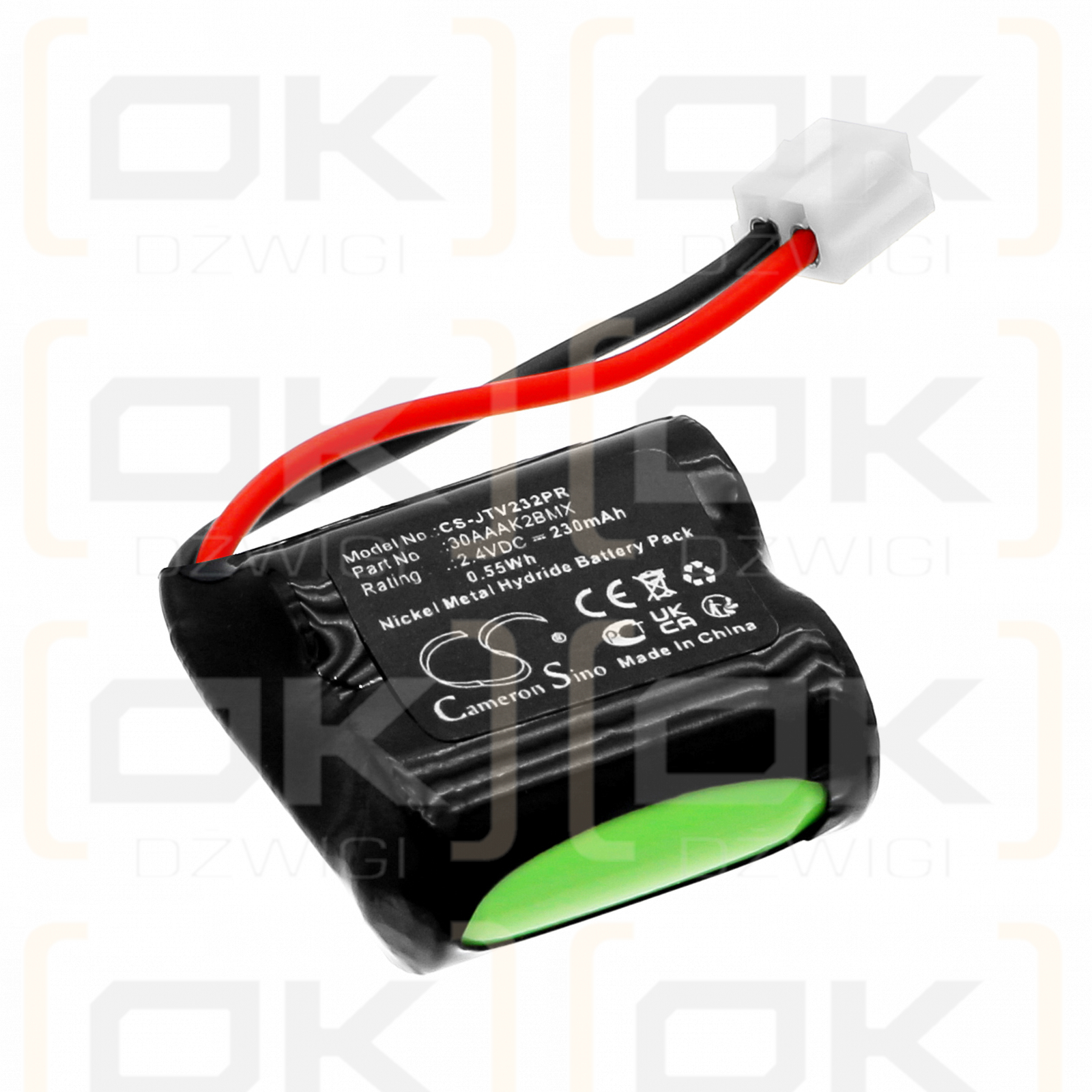 JTECH Medipass Pager / 30AAAK2BMX 230mAh Ni-MH 2.4V (Cameron Sino)