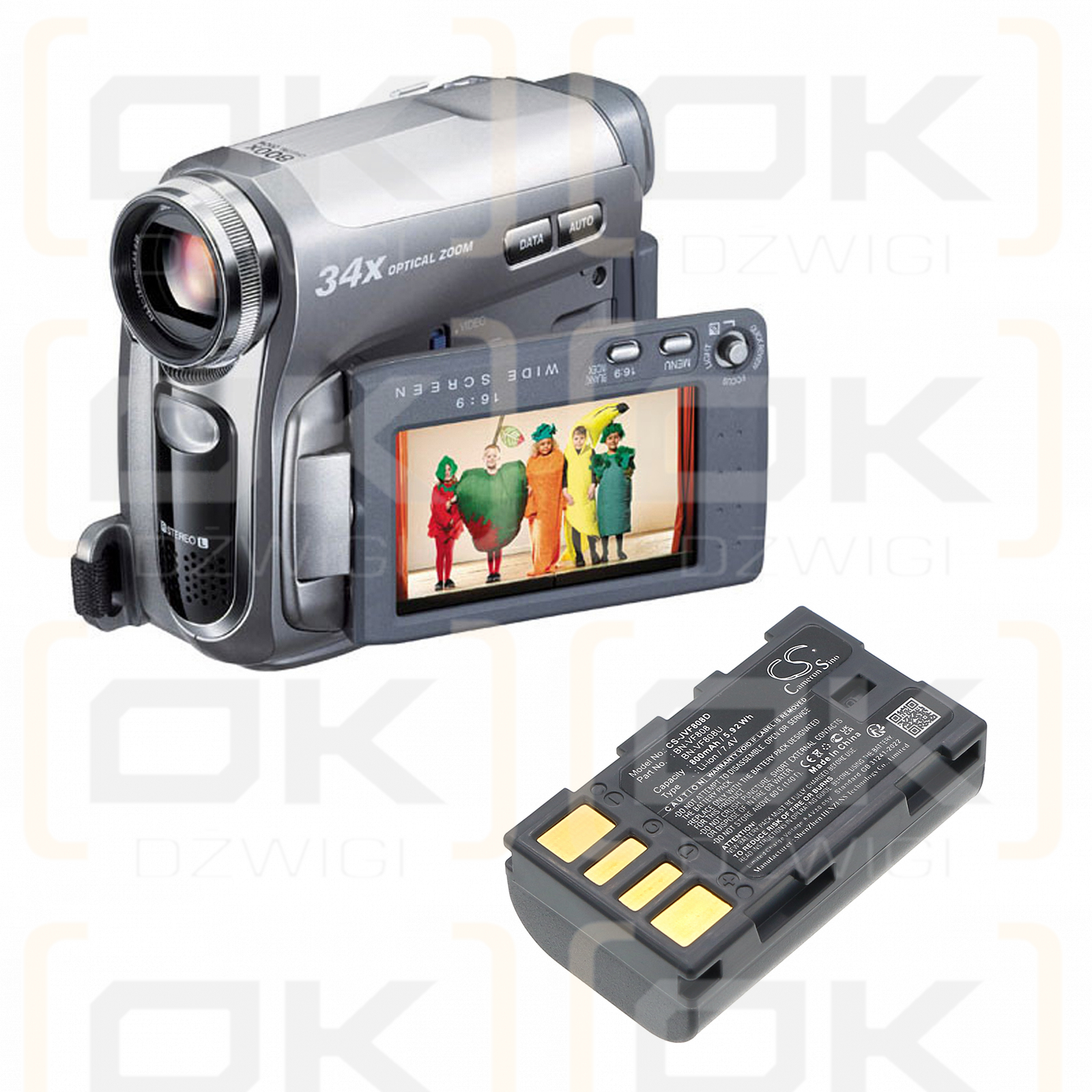 JVC GZ-MS95SEU / BN-VF808 800 mAh Li-Ion 7,4 V (Cameron Sino)