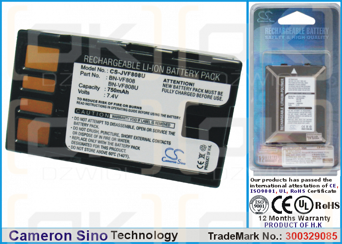 JVC GZ-HM400 / BN-VF808 750 mAh Li-ion 7,4 V (Cameron Sino)