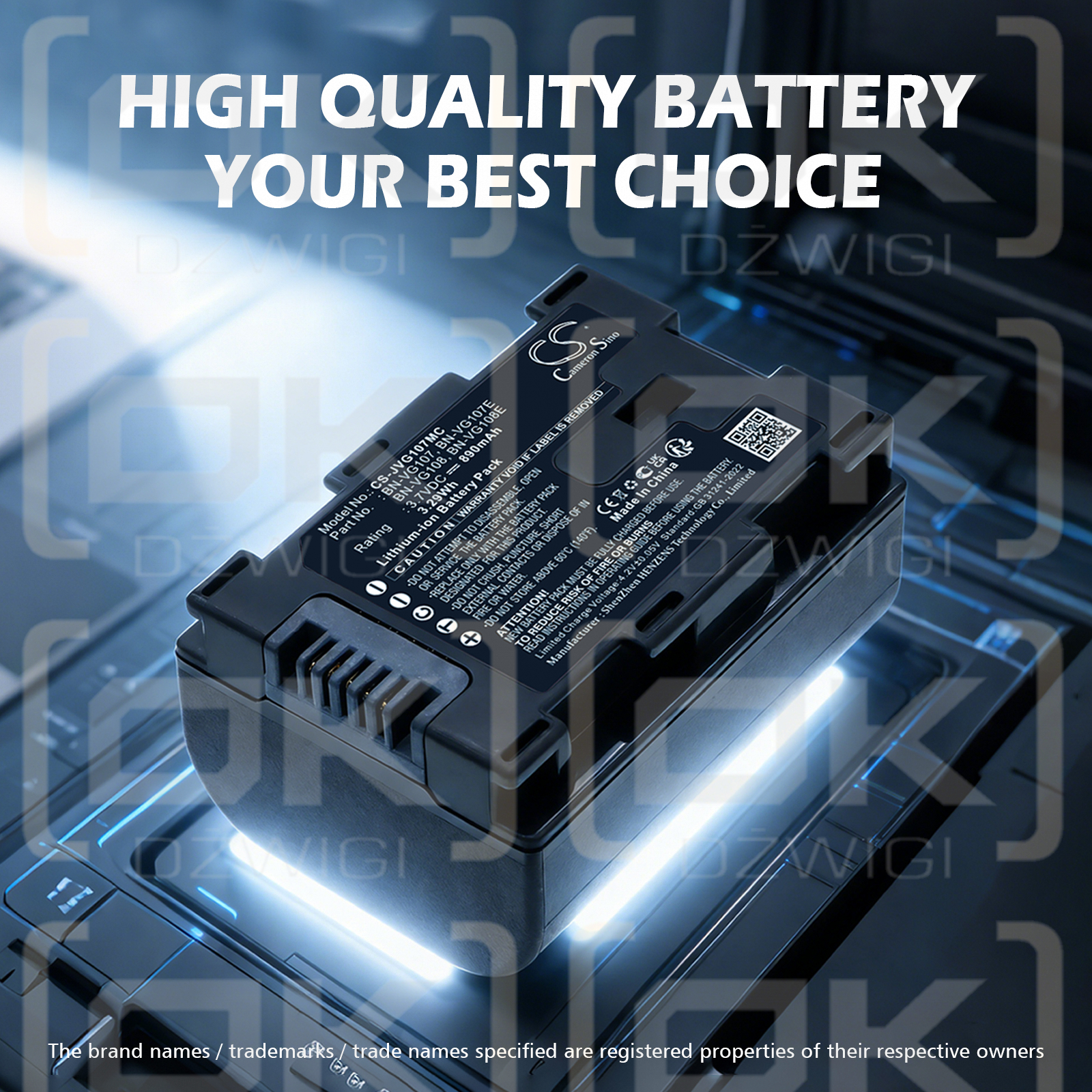 JVC GZ-HM650BU / BN-VG107 890 mAh Li-ion 3.7 V (Cameron Sino)