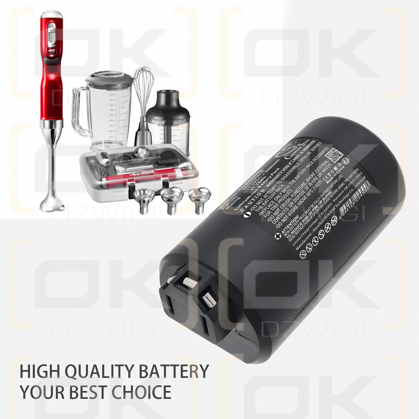 KitchenAid Stabmixer Artisan/5KCL12IBOB 2500 mAh Li-ion 11,1 V (Cameron Sino)