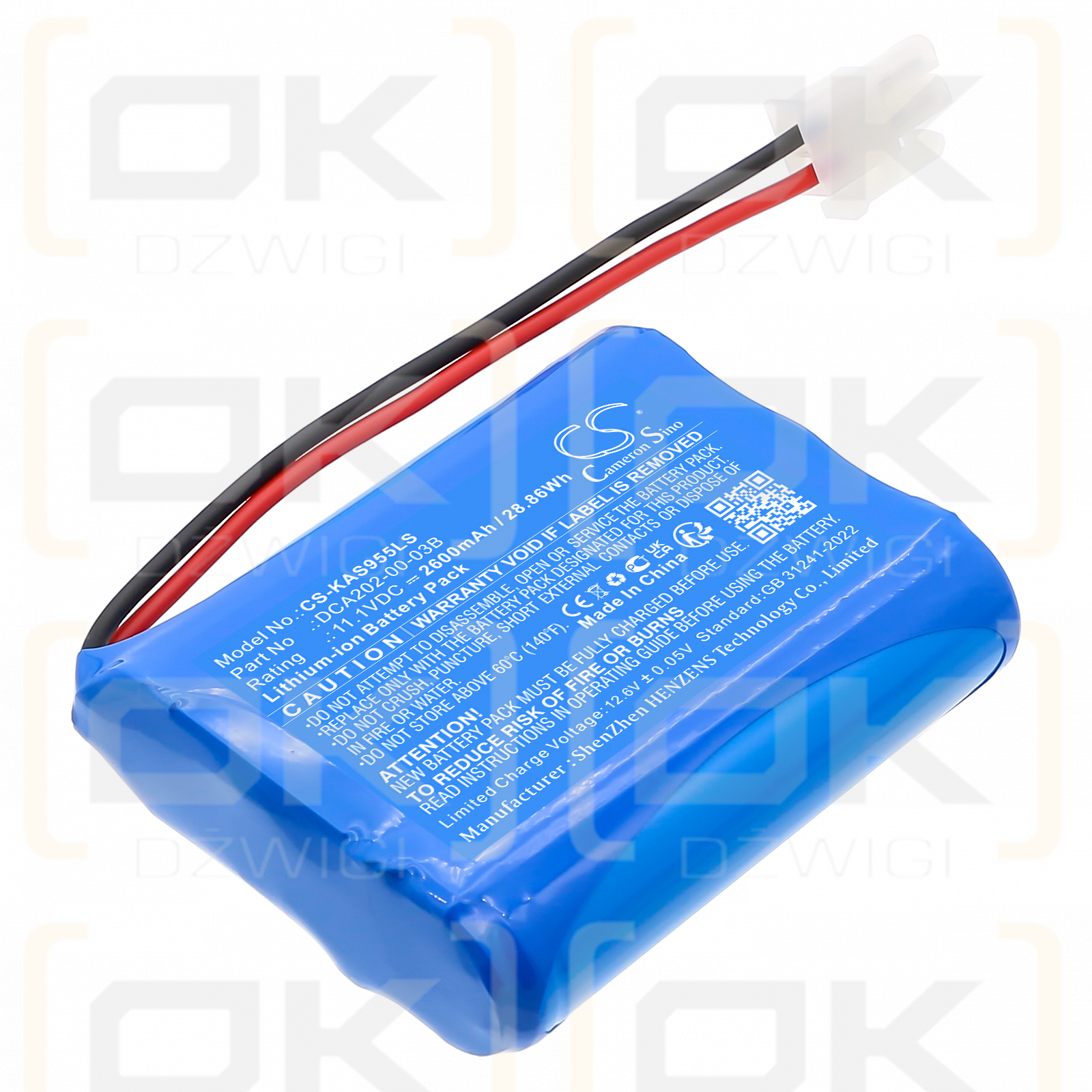 Kaiser 317560 / DCA202-00-03B 2600mAh Li-ion 11.1V (Cameron Sino)