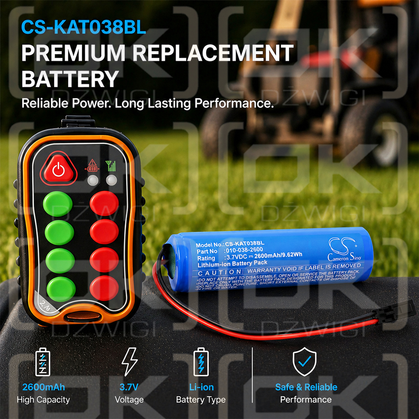 Replacement battery for KAR-TECH 390322A / 010-038-2600 2600 mAh Li-ion 3.7 V (Cameron Sino)
