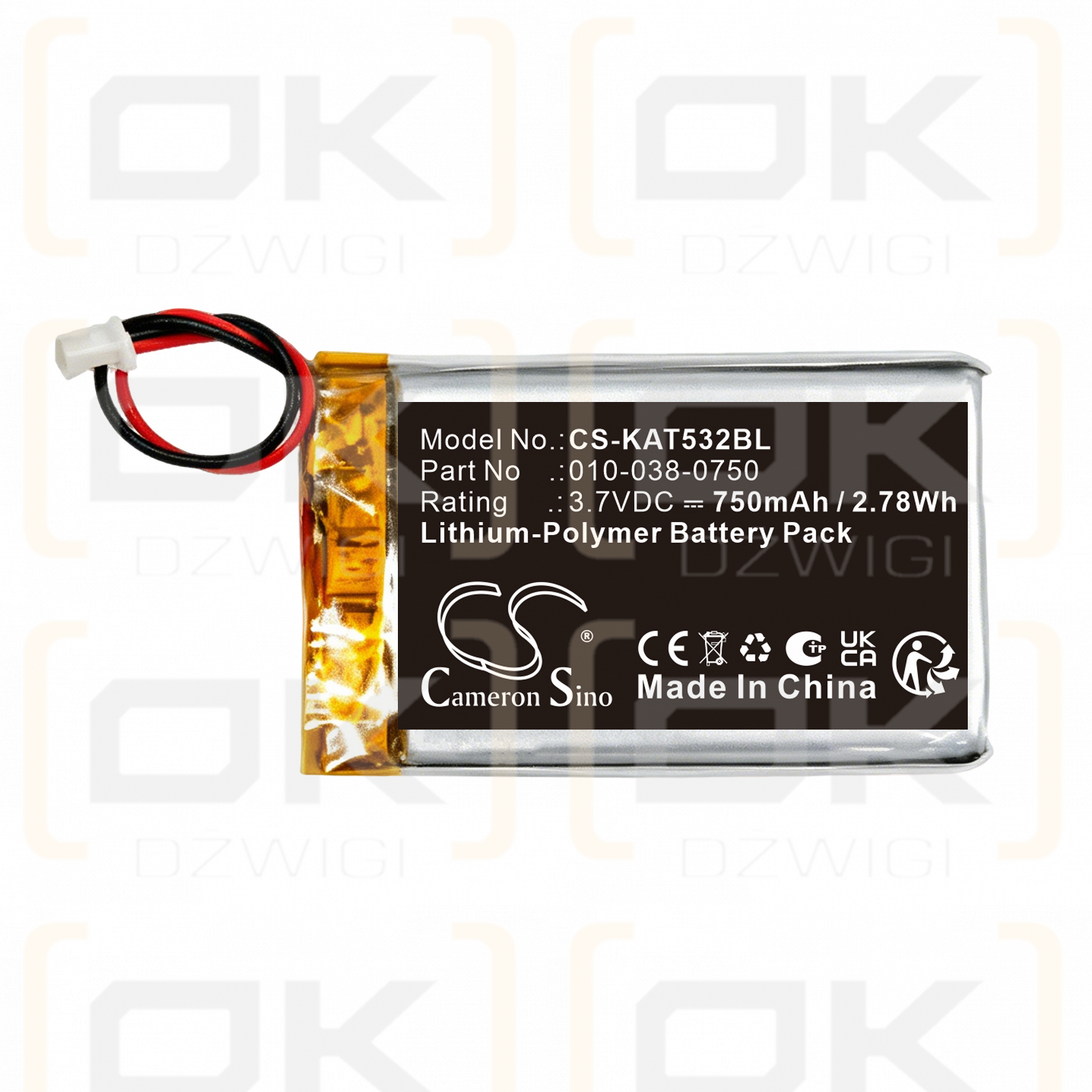 Bateria zamienna do KAR-TECH Putzmeister A612627 / 010-038-0750 750 mAh Li-Polymer 3.7 V (Cameron Sino)