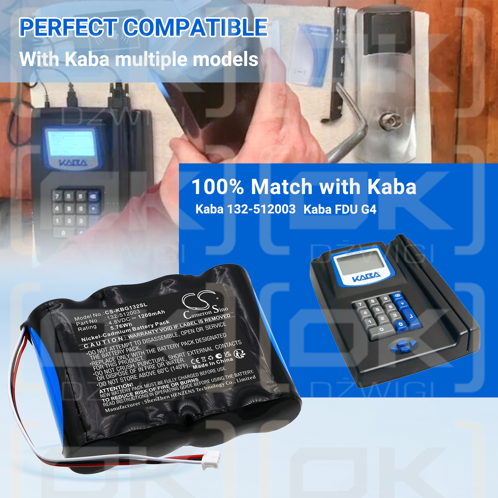 Kaba FDU G4 / 132-512003 1200 mAh Ni-CD 4,8 V (Cameron Sino)