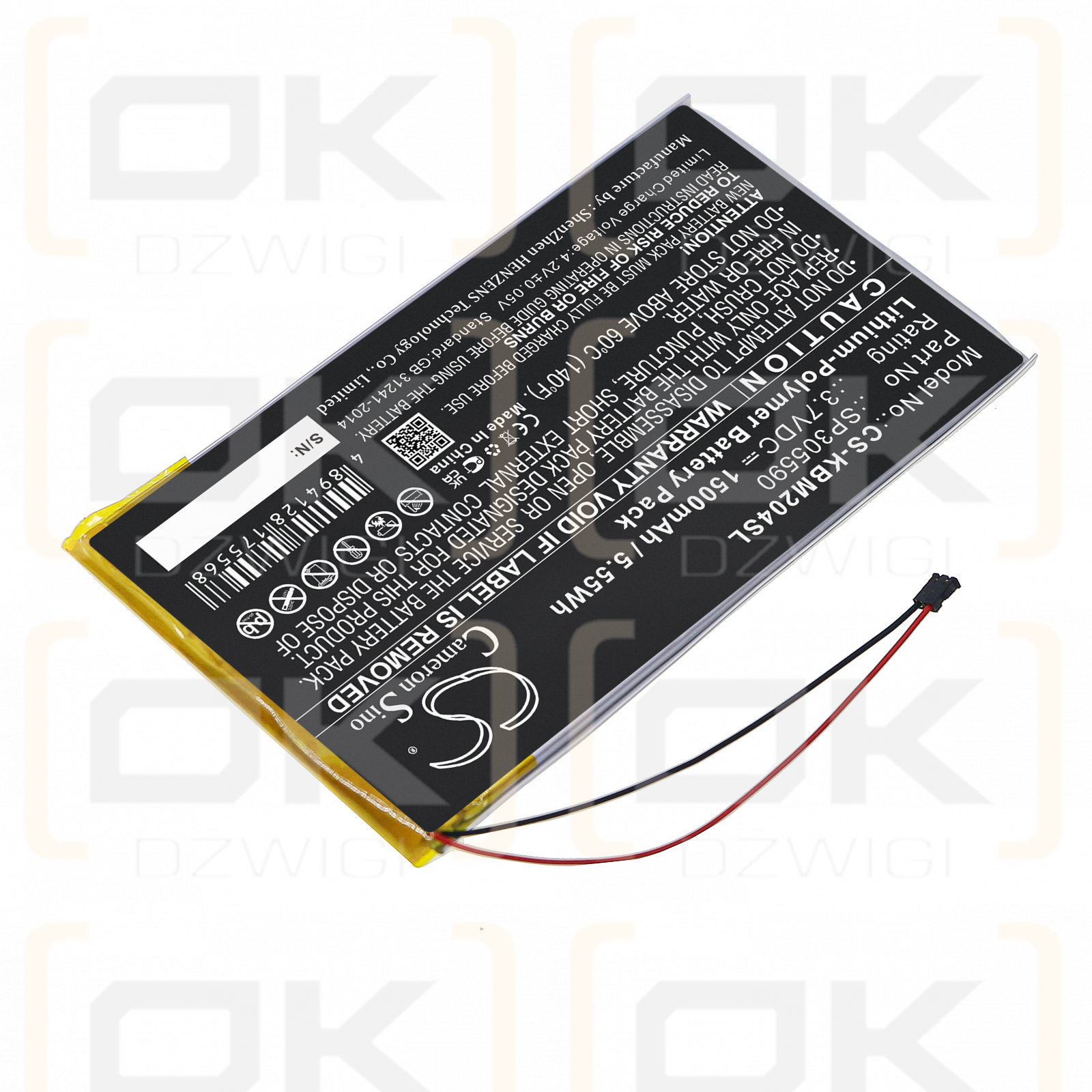 Kobo N204-KBO-B / SP305590 1500mAh Li-Polímero 3.7V (Cameron Sino)