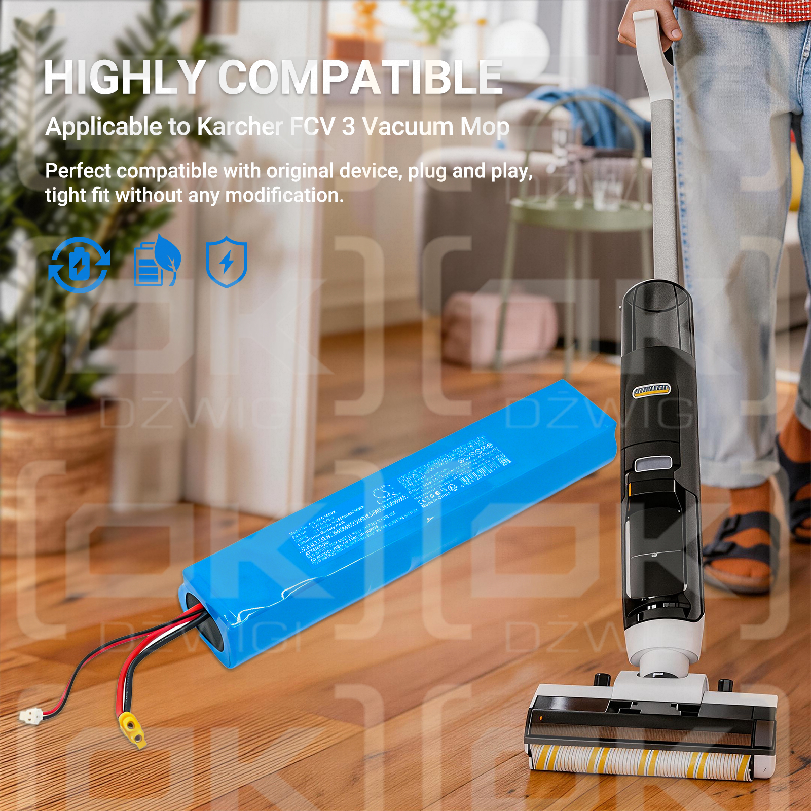 Bateria zamienna do Karcher FCV 3 Vacuum Mop / 9.774-978-0 2500 mAh Li-ion 21.6 V (Cameron Sino)