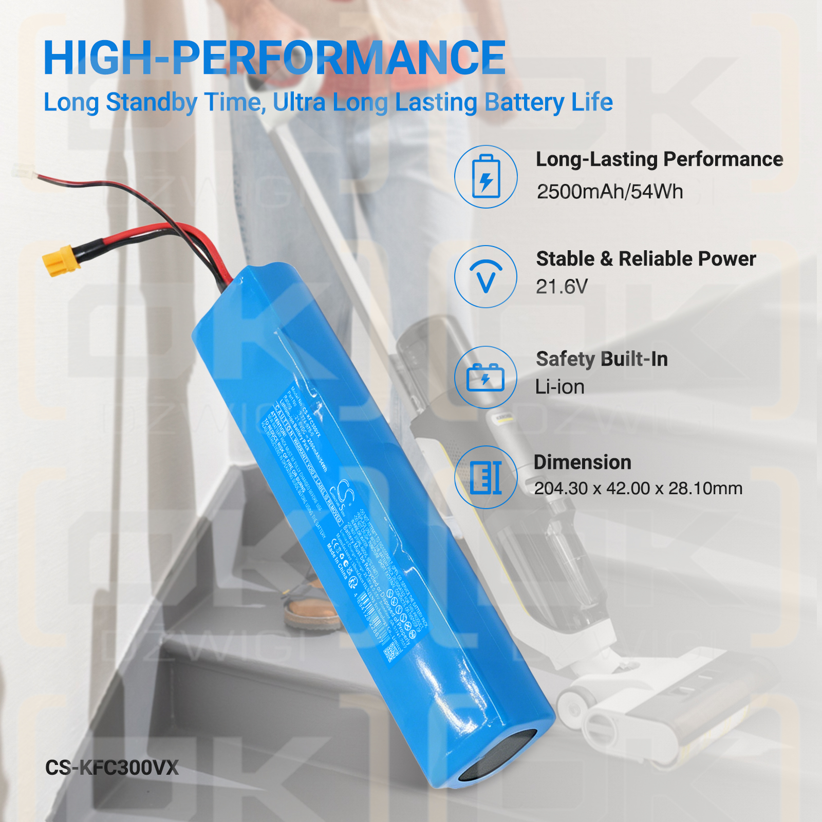 Bateria zamienna do Karcher FCV 3 Vacuum Mop / 9.774-978-0 2500 mAh Li-ion 21.6 V (Cameron Sino)