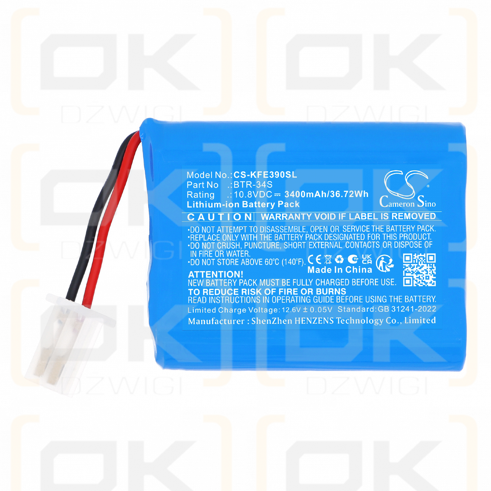 Jilong 500E / BTR-34S 3400 mAh Li-ion 10,8 V (Cameron Sino)