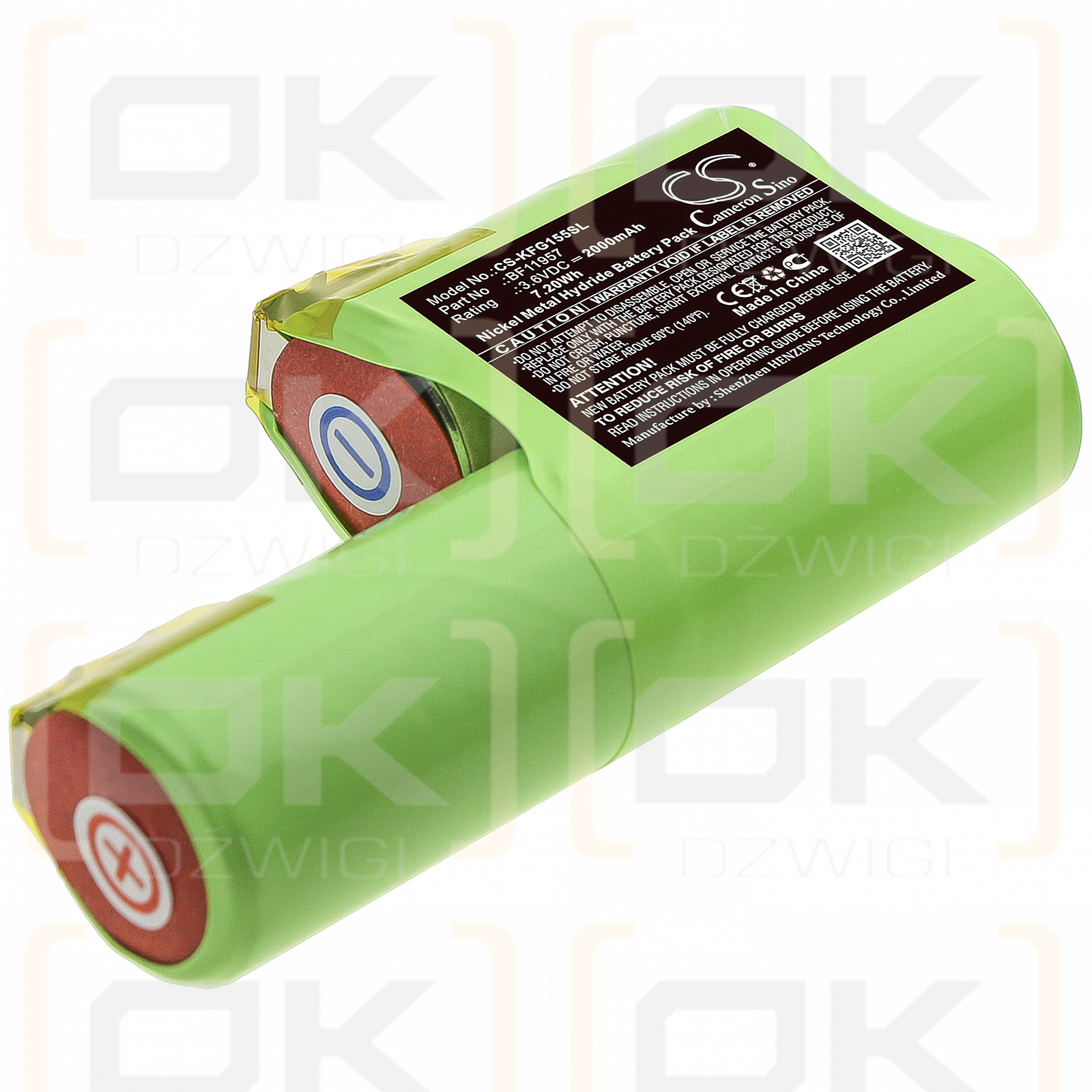 Kenwood Grati FG155 / BF11957 2000mAh Ni-MH 3.6V (Cameron Sino)