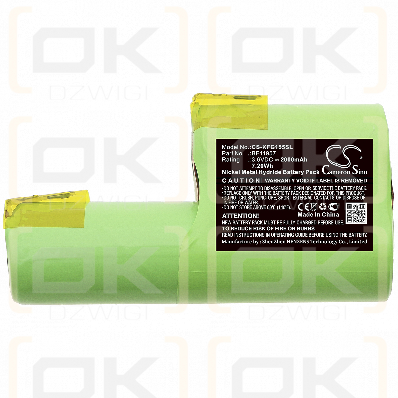 Kenwood Grati FG155 / BF11957 2000mAh Ni-MH 3.6V (Cameron Sino)