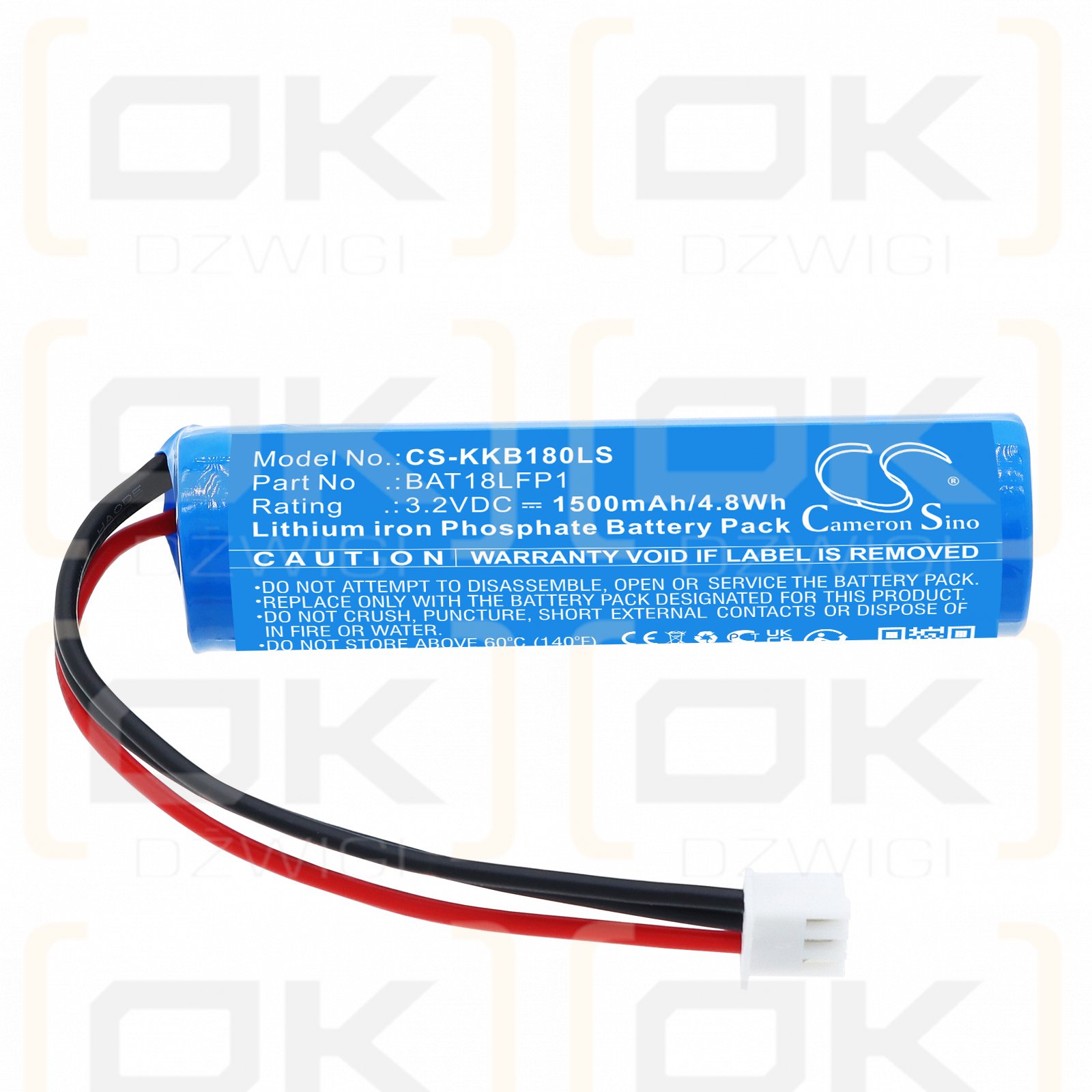 Batería Kosnic KBAT1800 / BAT18LFP1 de 1500 mAh y 3,2 V de LiFePO4 (Cameron Sino)