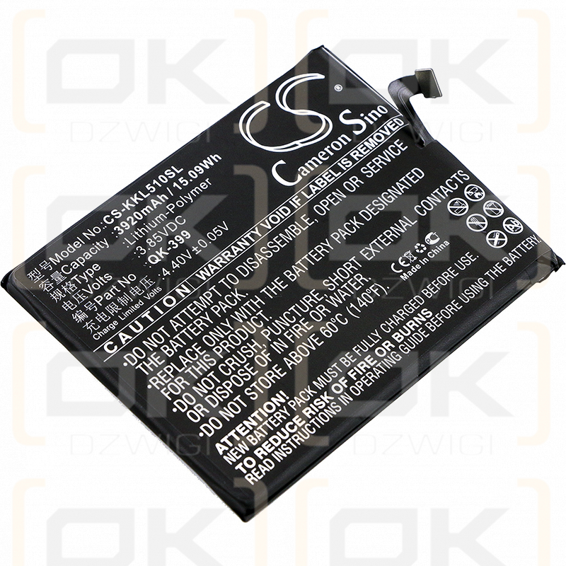 Ersatzakku für Qiku N51605-A02 / QK-399 3920 mAh Li-Polymer 3,85 V (Cameron Sino)