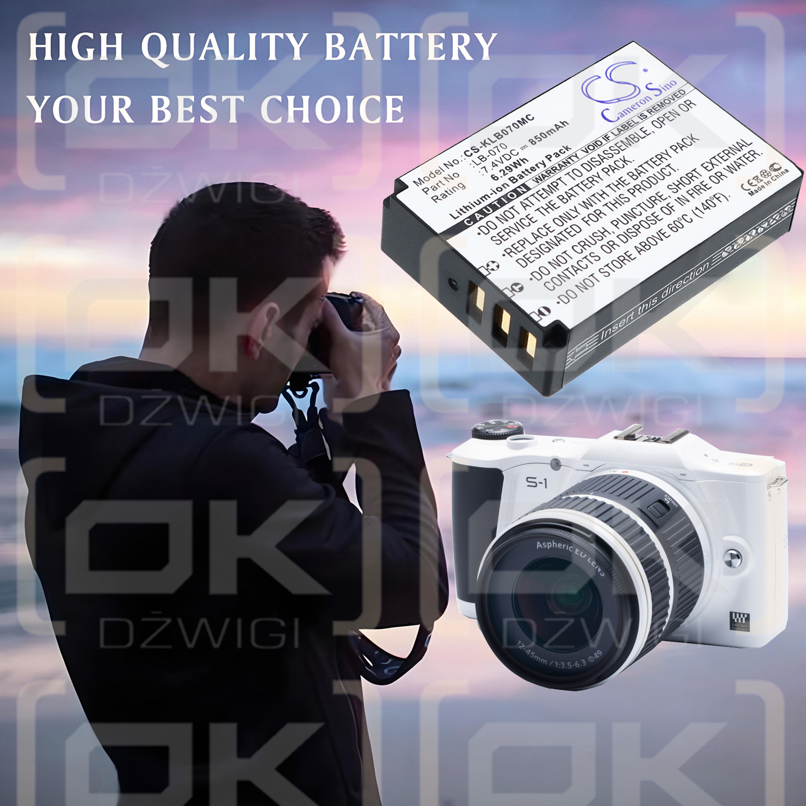 Kodak PIXPRO AZ901 / LB-070 850 mAh Li-ion 7,4 V (Cameron Sino)